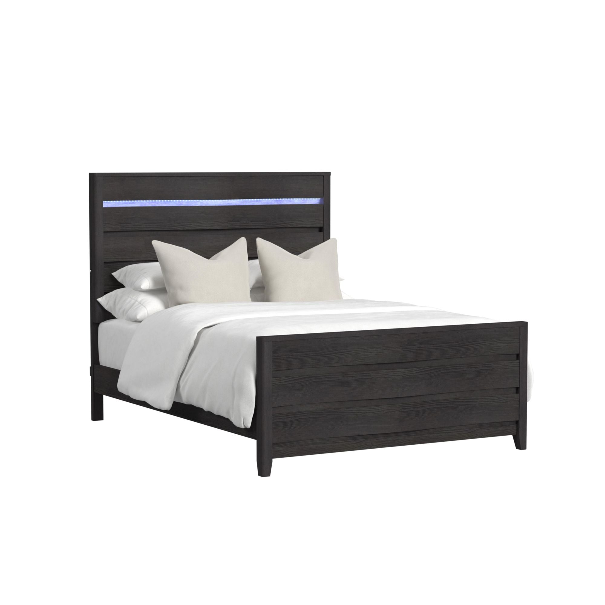 Tobias Queen Bed with LED in Black