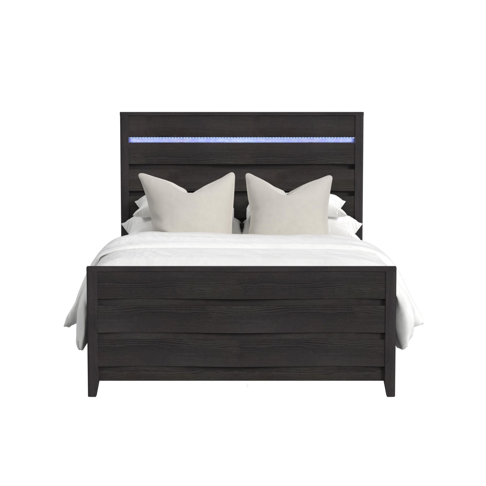 Tobias Queen Bed with LED in Black