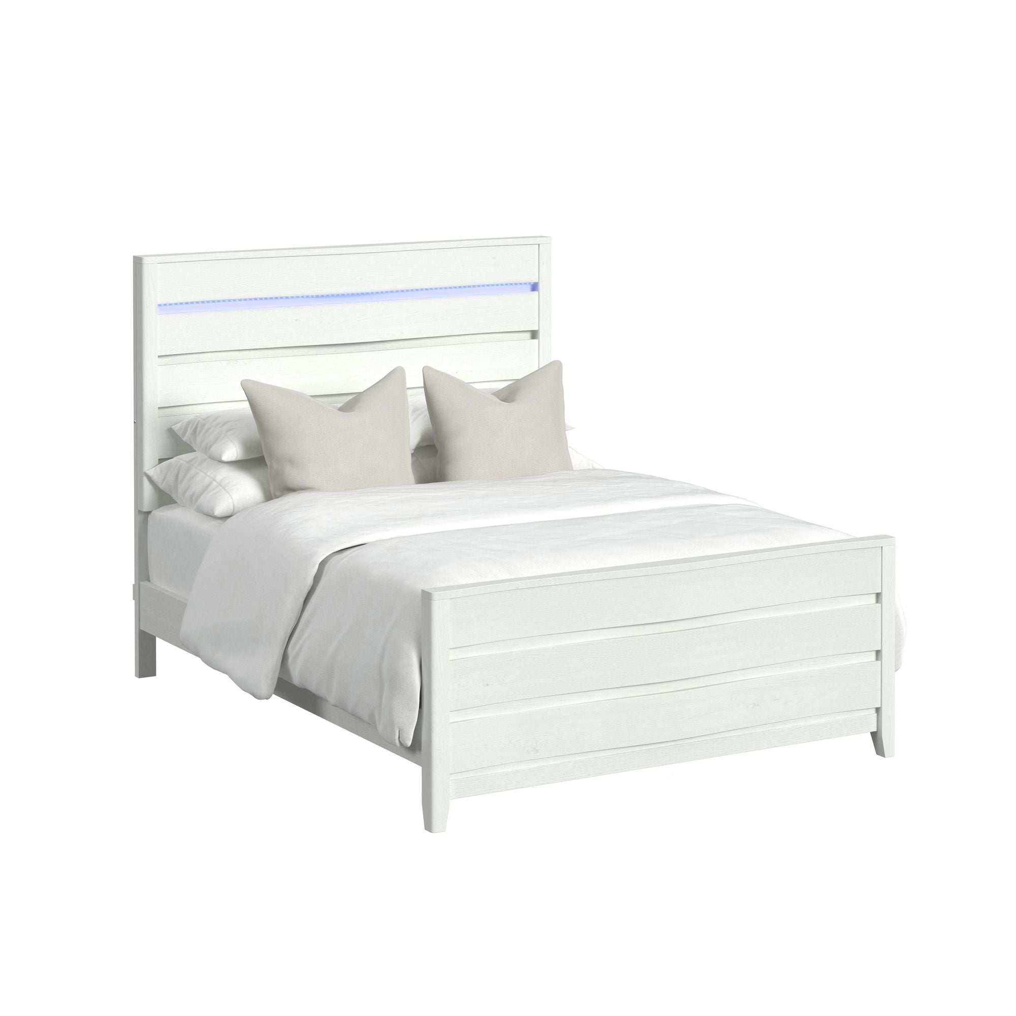 Tobias Queen Bed with LED in White