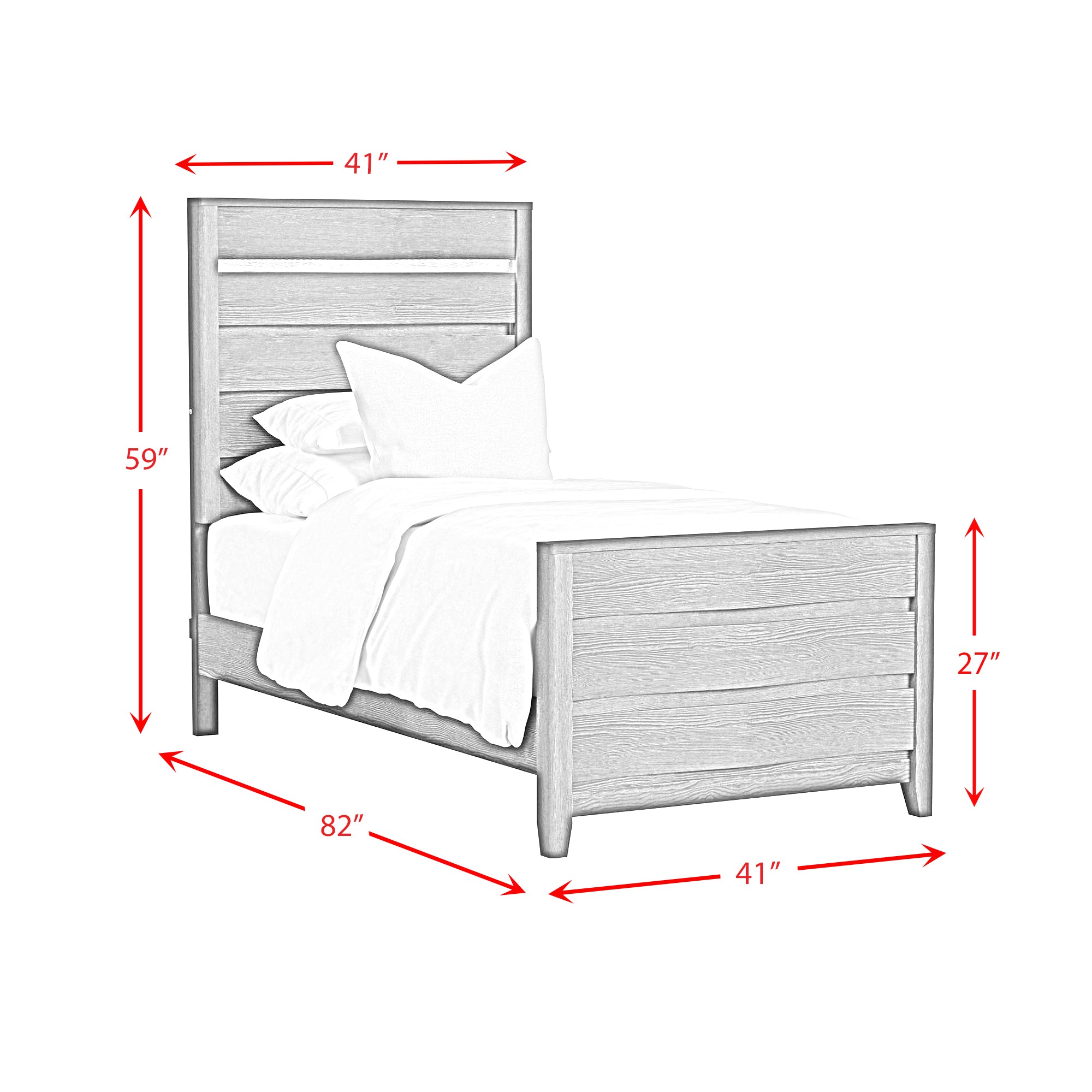 Tobias Twin Bed with LED in Black