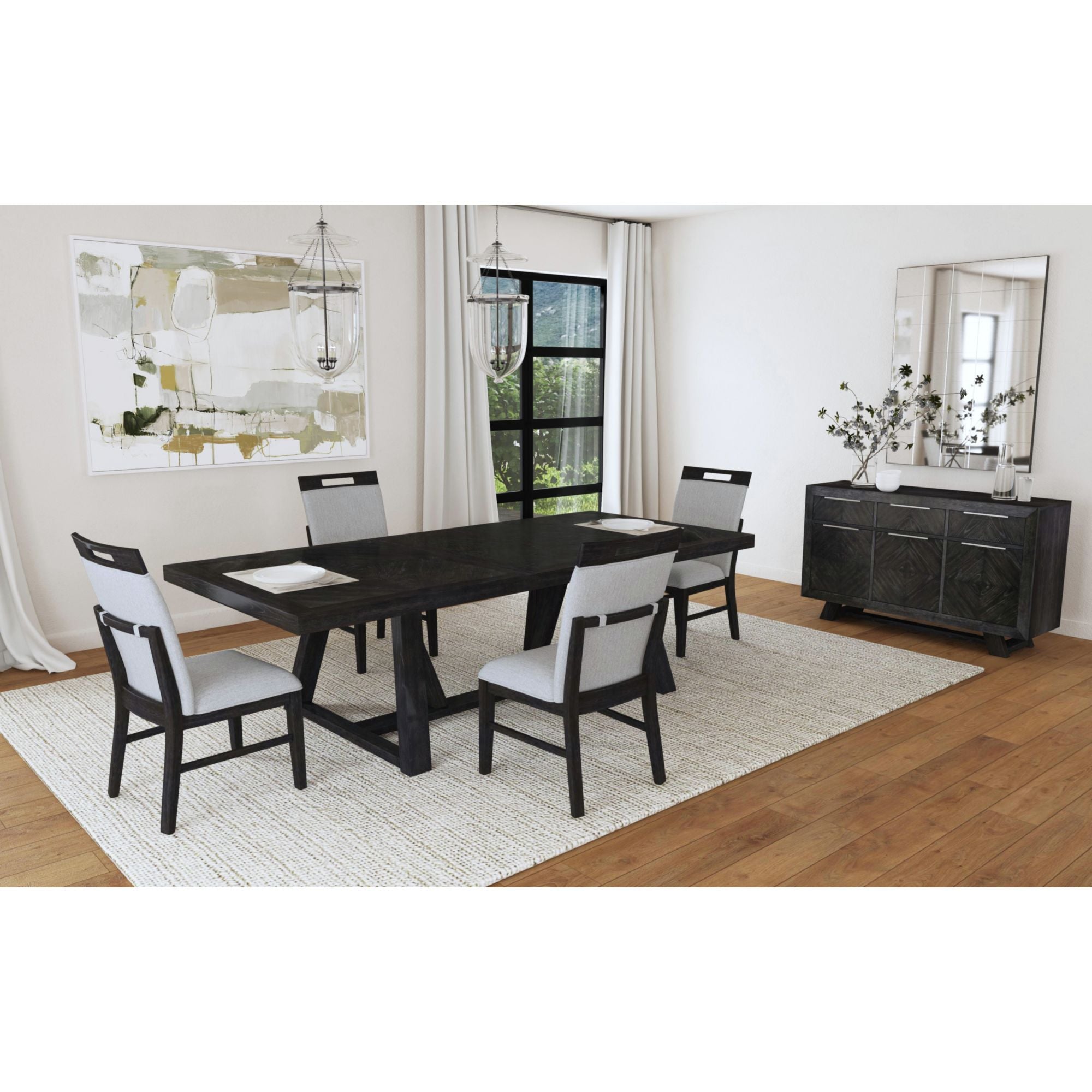 Transcend Dining Side Chair with Light Grey Fabric in Charcoal (2 Per Carton) – SKU D-12980-3-SC | Elements
