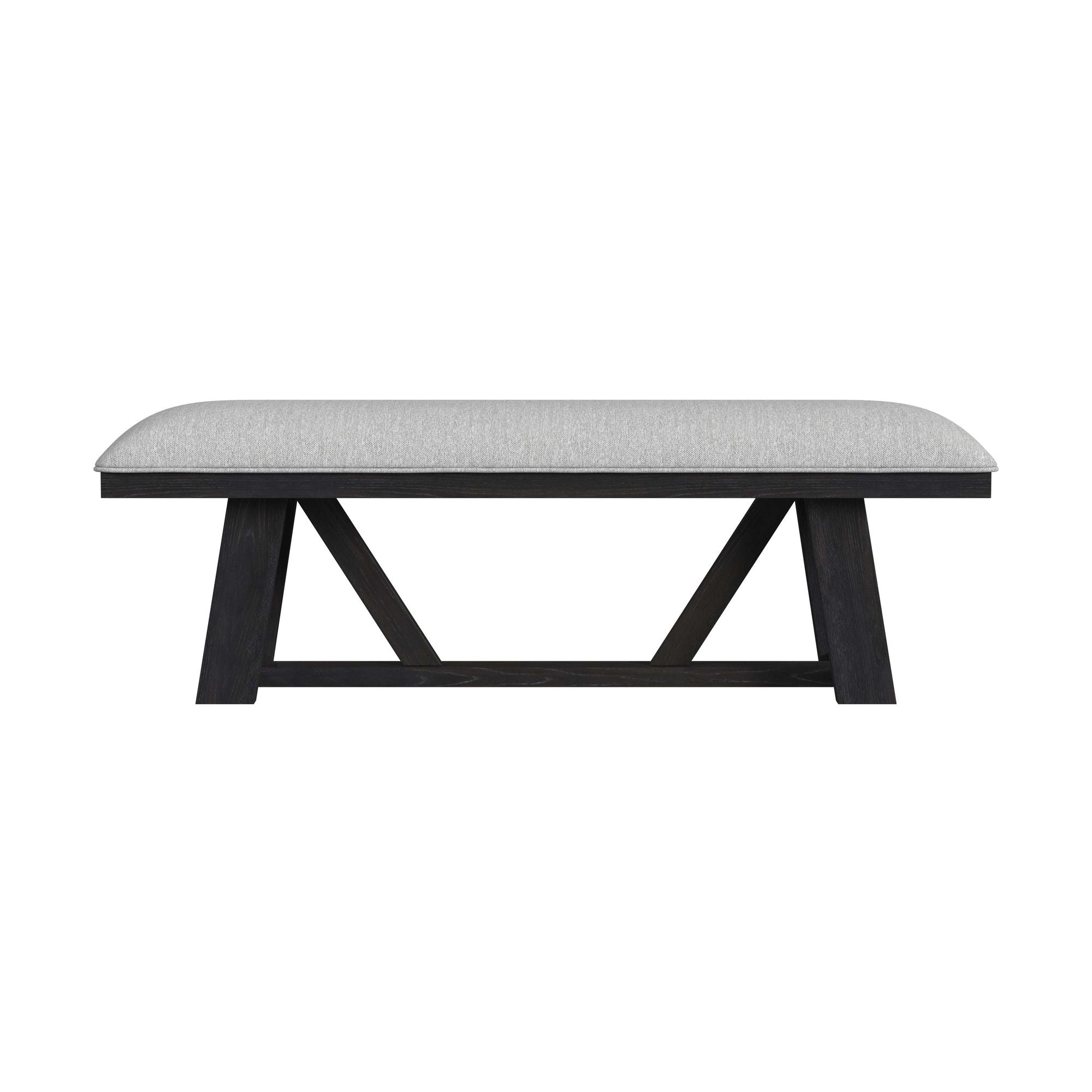 Transcend Dining Bench with Light Grey Fabric in Charcoal