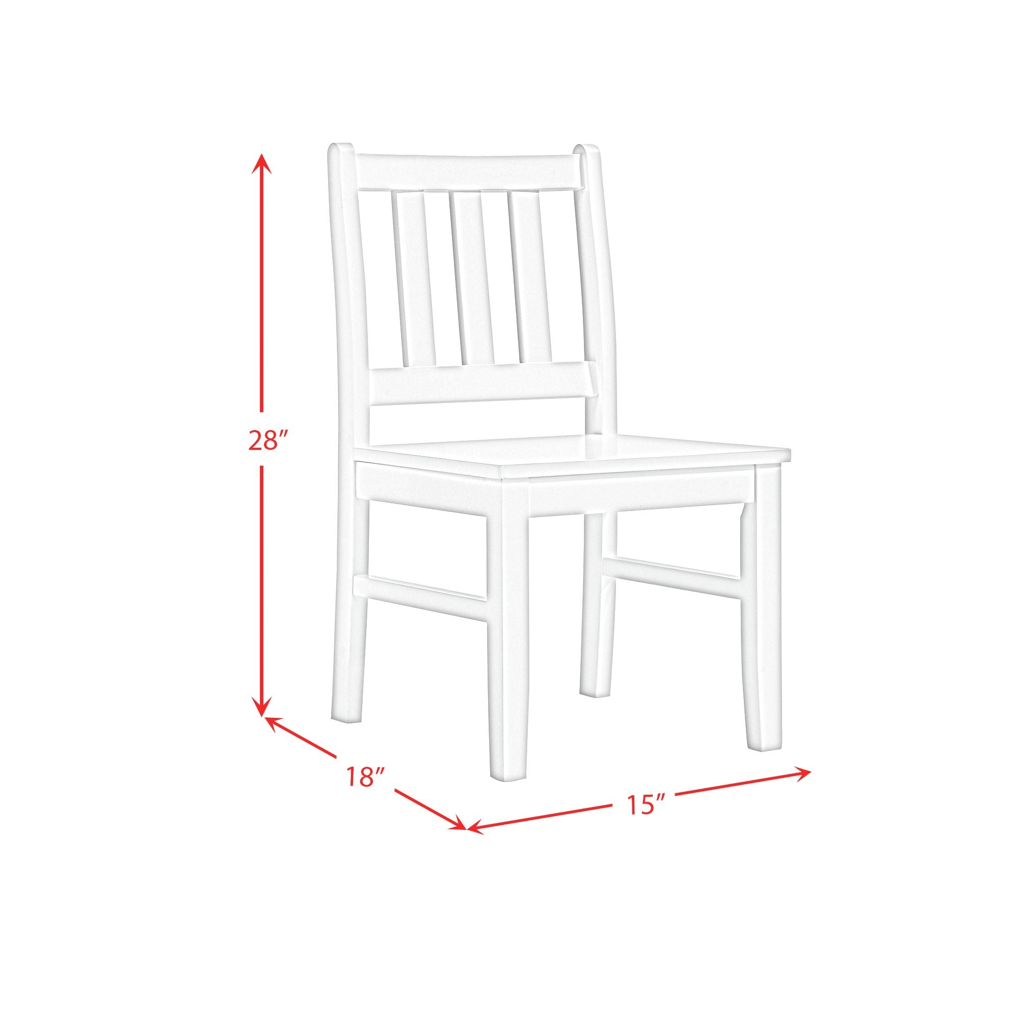 Travis Youth 5PC Dining Set with Table and 4 Chairs in White