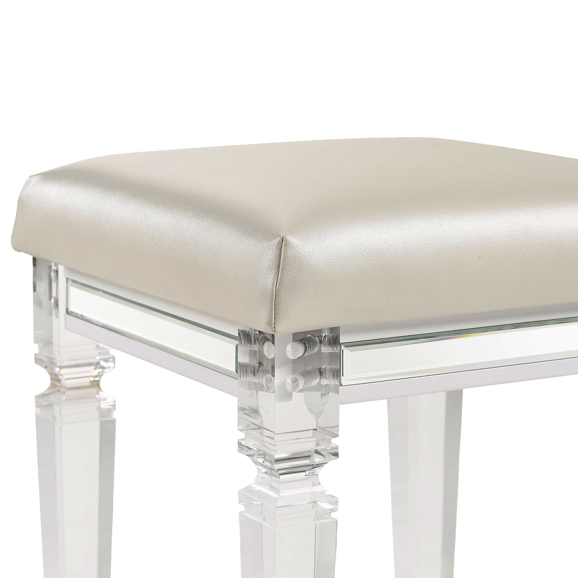 Twenty Nine Dressing Set w/LED & USB Plug in White with Stool