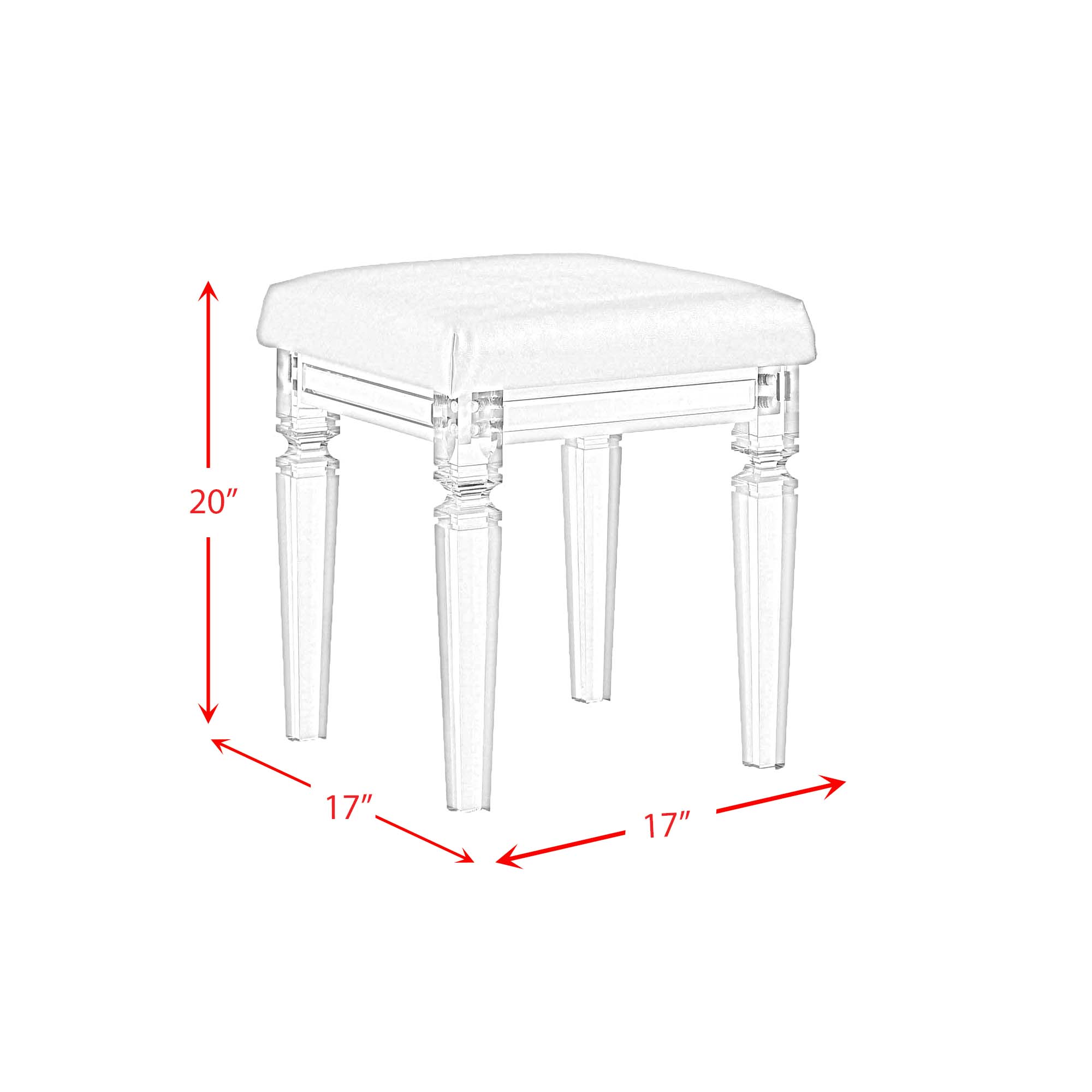 Twenty Nine Dressing Stool W/Acrylic Leg White