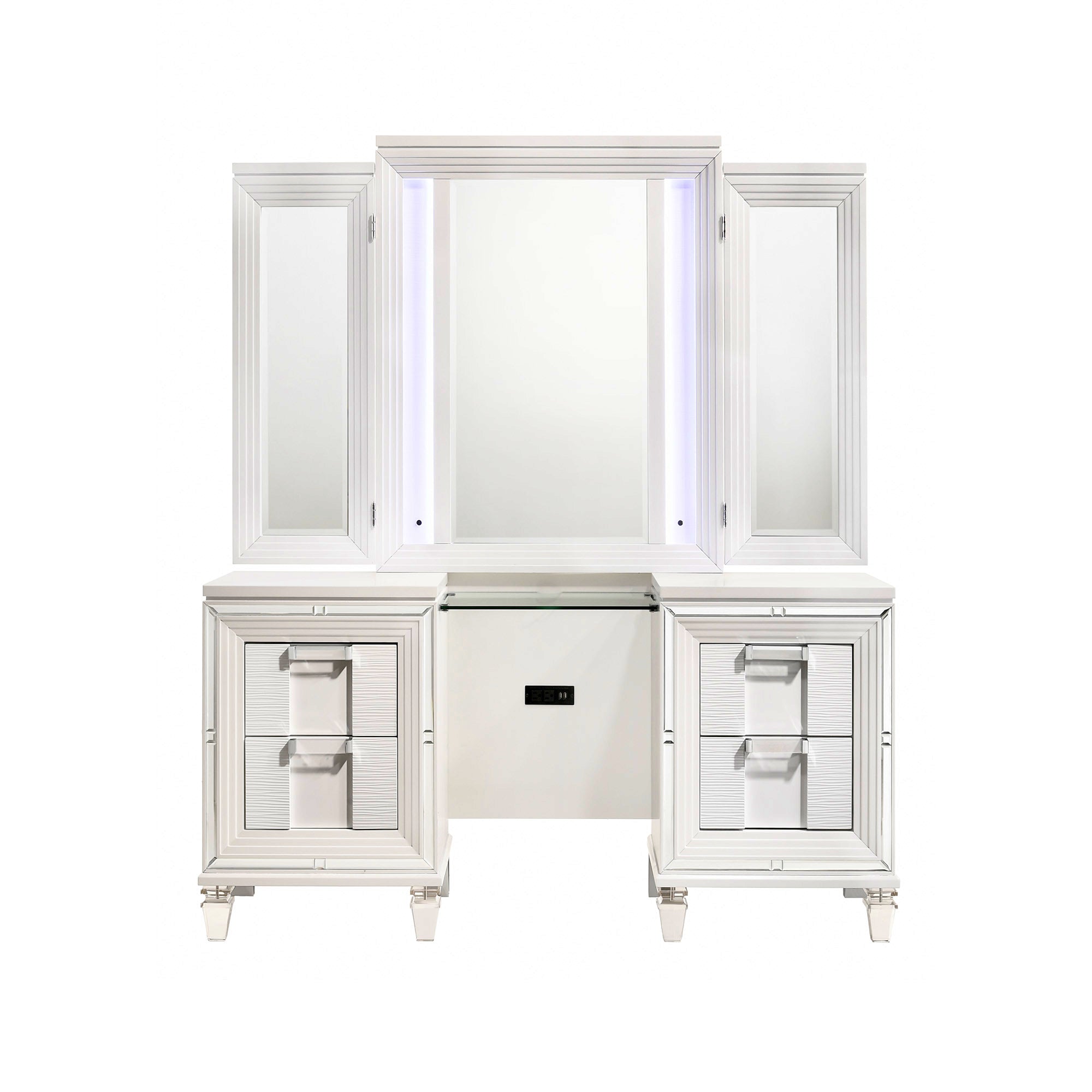 Twenty Nine Dressing Set w/LED & USB Plug in White with Stool