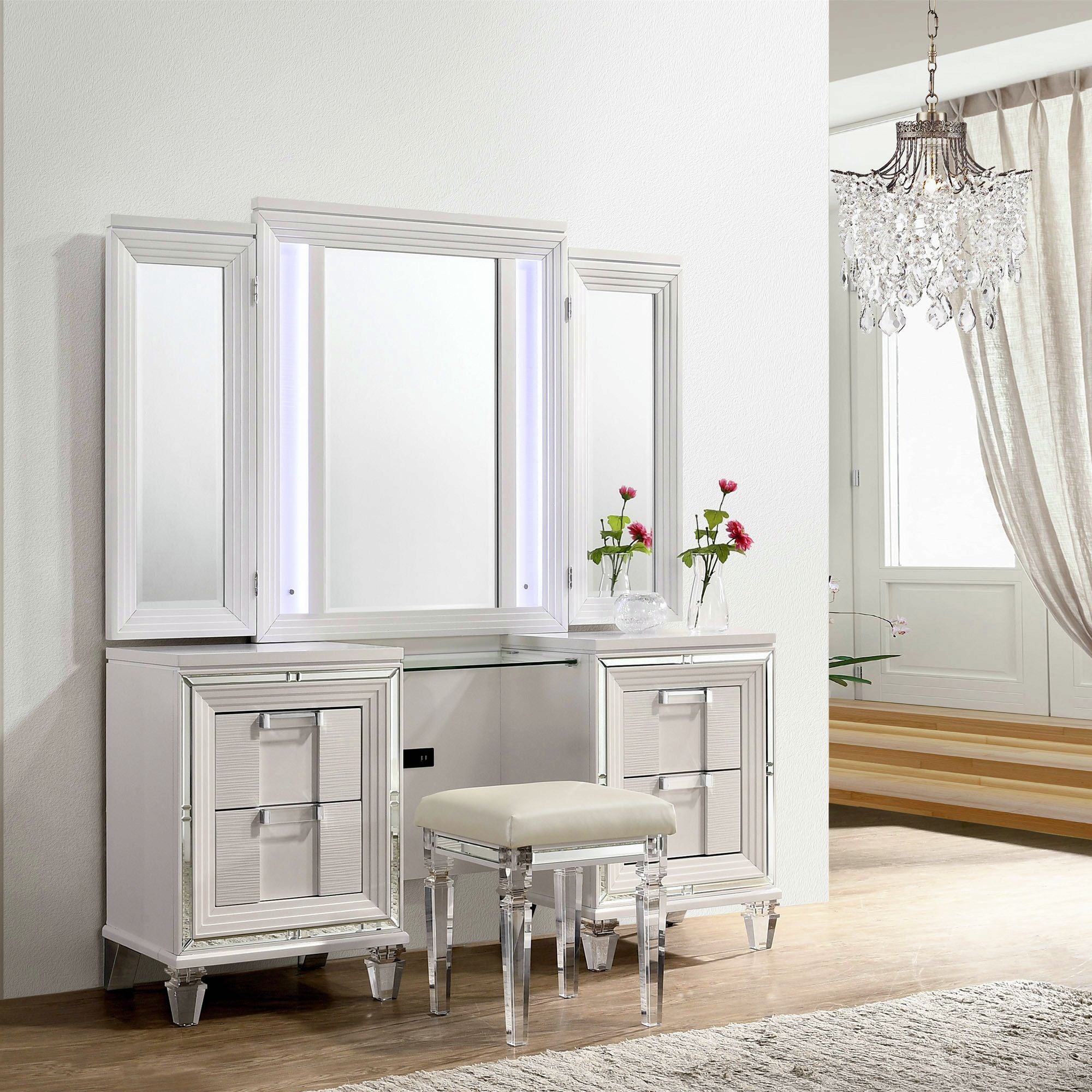 Twenty Nine Dressing Stool W/Acrylic Leg White – SKU TN700VTNSTAL | Elements
