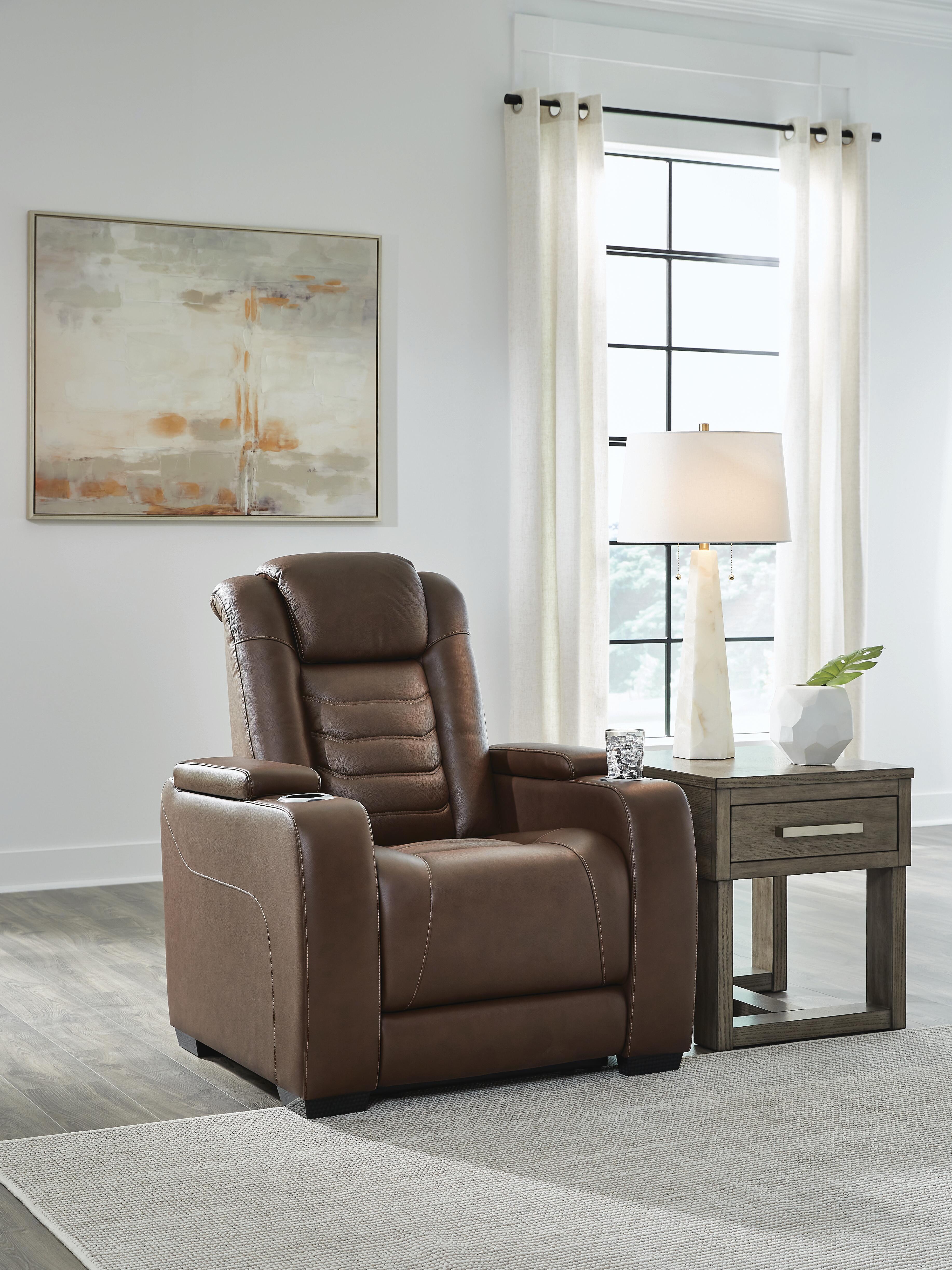 Dar Furniture - Ashley Furniture - High Impact Power Recliner - PWR Recliner/ADJ Headrest / Tobacco - U1060113