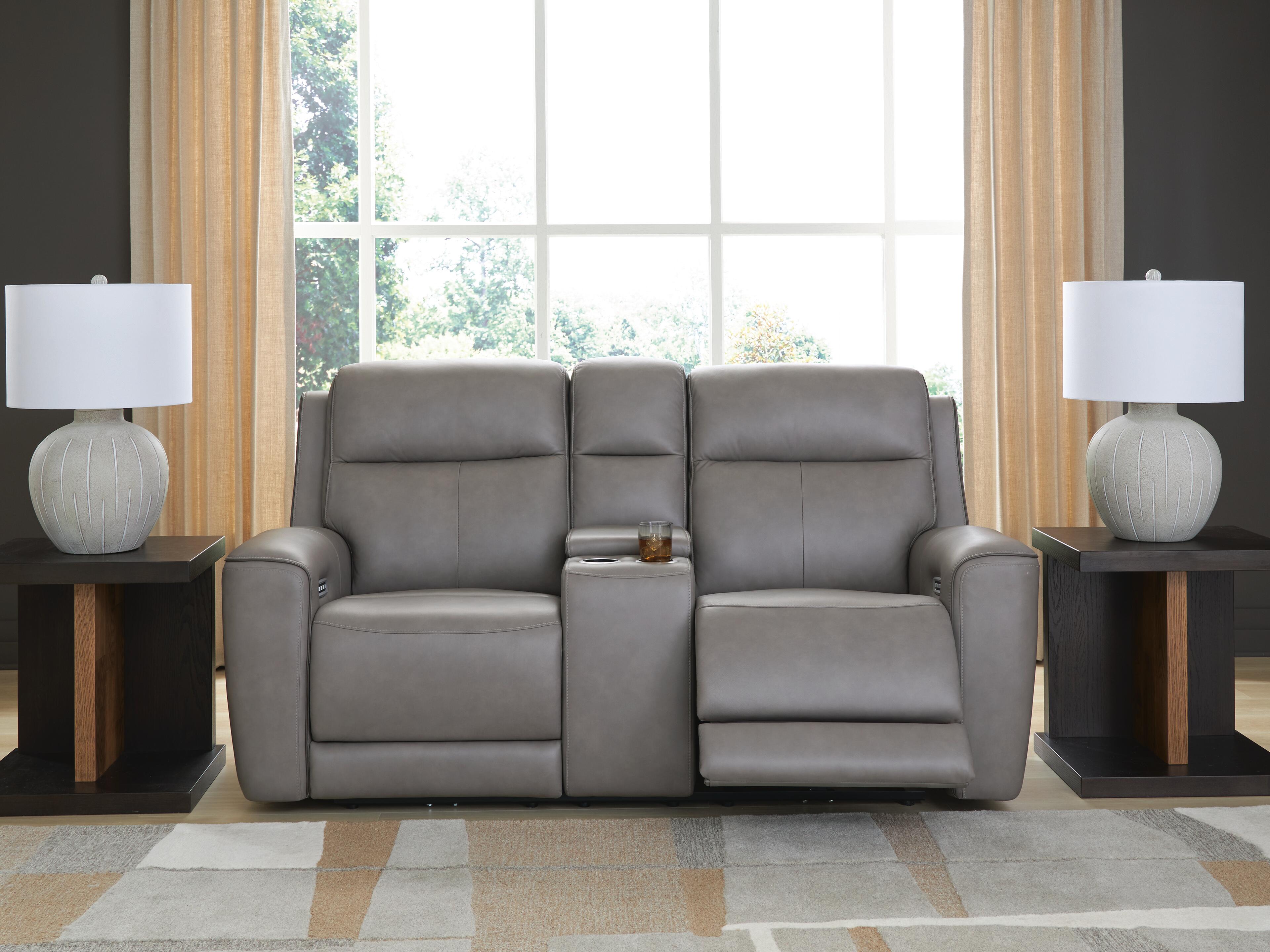Dar Furniture - Ashley Furniture - 5Z-Comfort Power Reclining Loveseat with Console - PWR REC Loveseat/CON/ADJ HDRST / Coin - PCU1090018