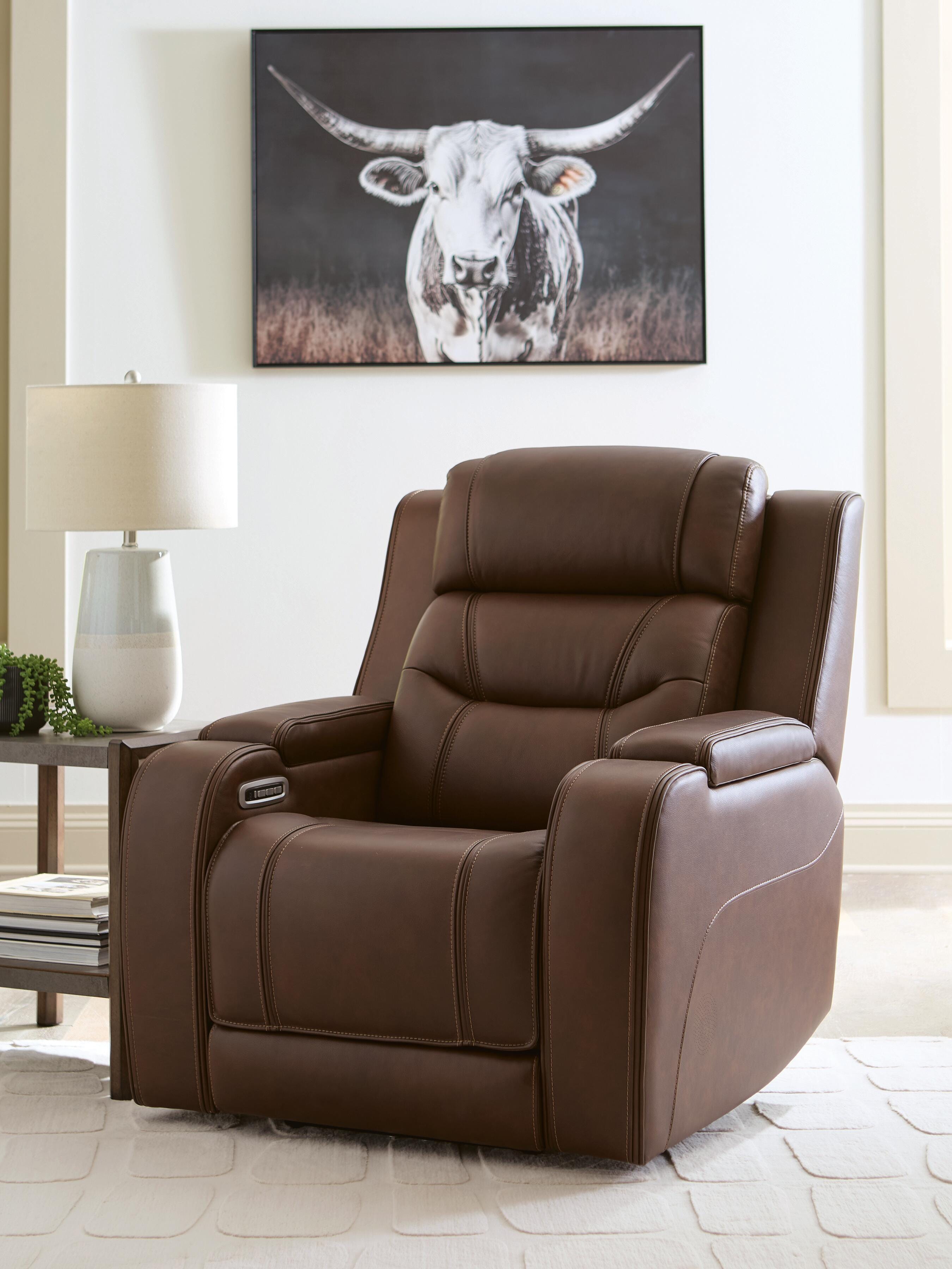 Dar Furniture - Ashley Furniture - Knightington Power Recliner with Audio Seating - Power Recliner w/Audio Seating / Brown - PCU1160213A
