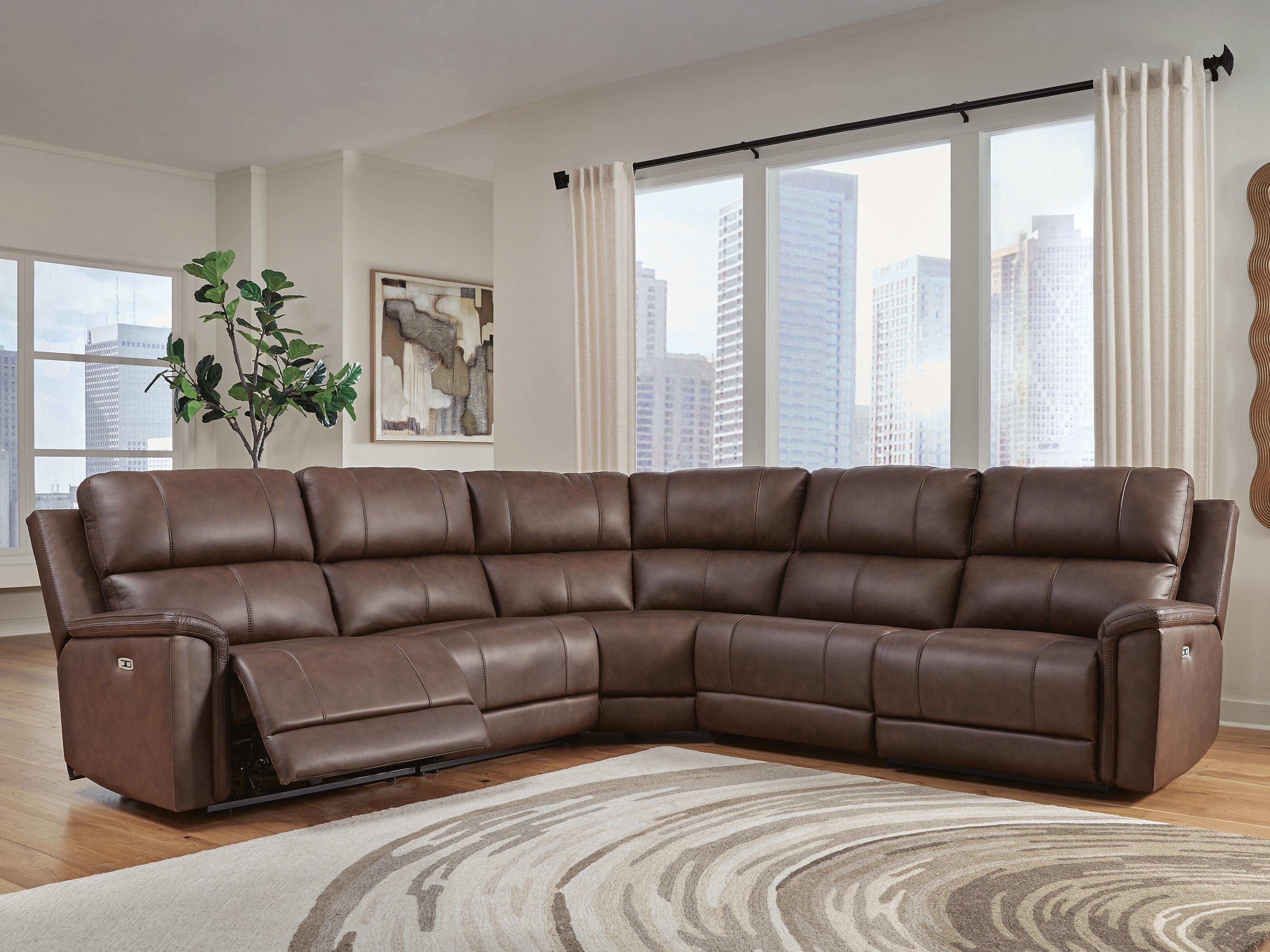 Dar Furniture - Ashley Furniture - Bleckley 5-Piece Power Reclining Sectional - 5-Piece Power Reclining Sectional / Espresso - PCU12001S4