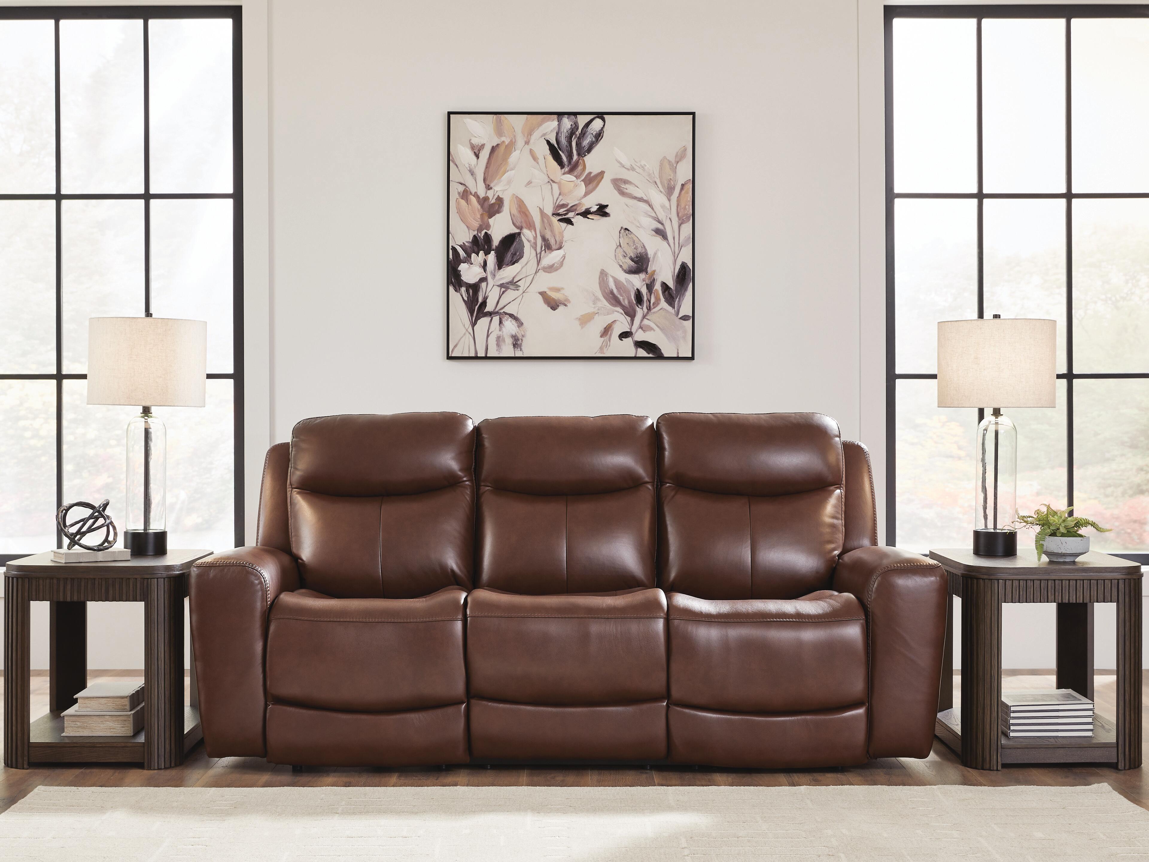 Dar Furniture - Ashley Furniture - Bexhurst Power Reclining Sofa - PWR REC Sofa with ADJ Headrest / Mahogany - PCU1210215