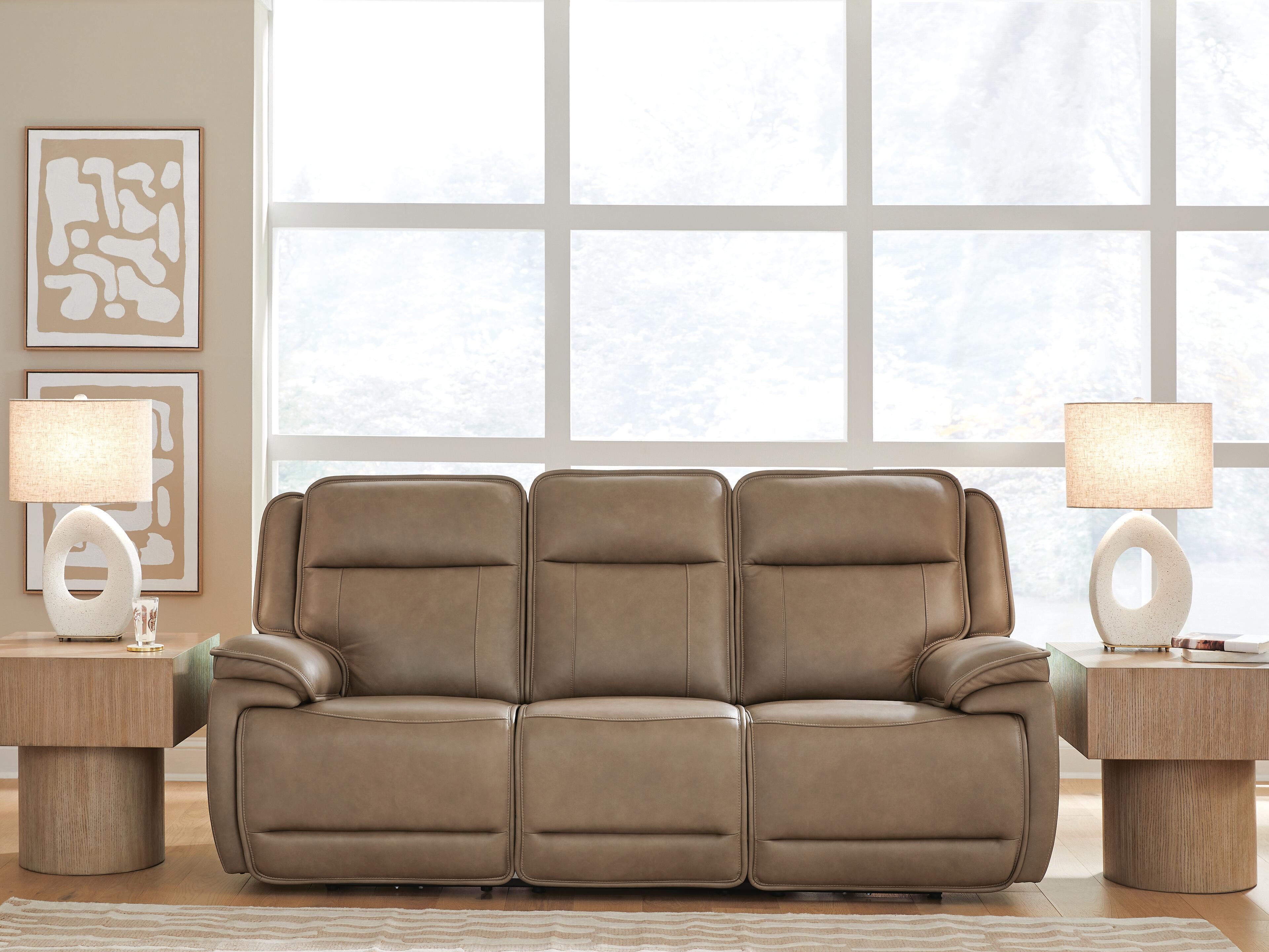 Dar Furniture - Ashley Furniture - Glencroft Power Reclining Sofa - PWR REC Sofa with ADJ Headrest / Sahara - PCU1240015