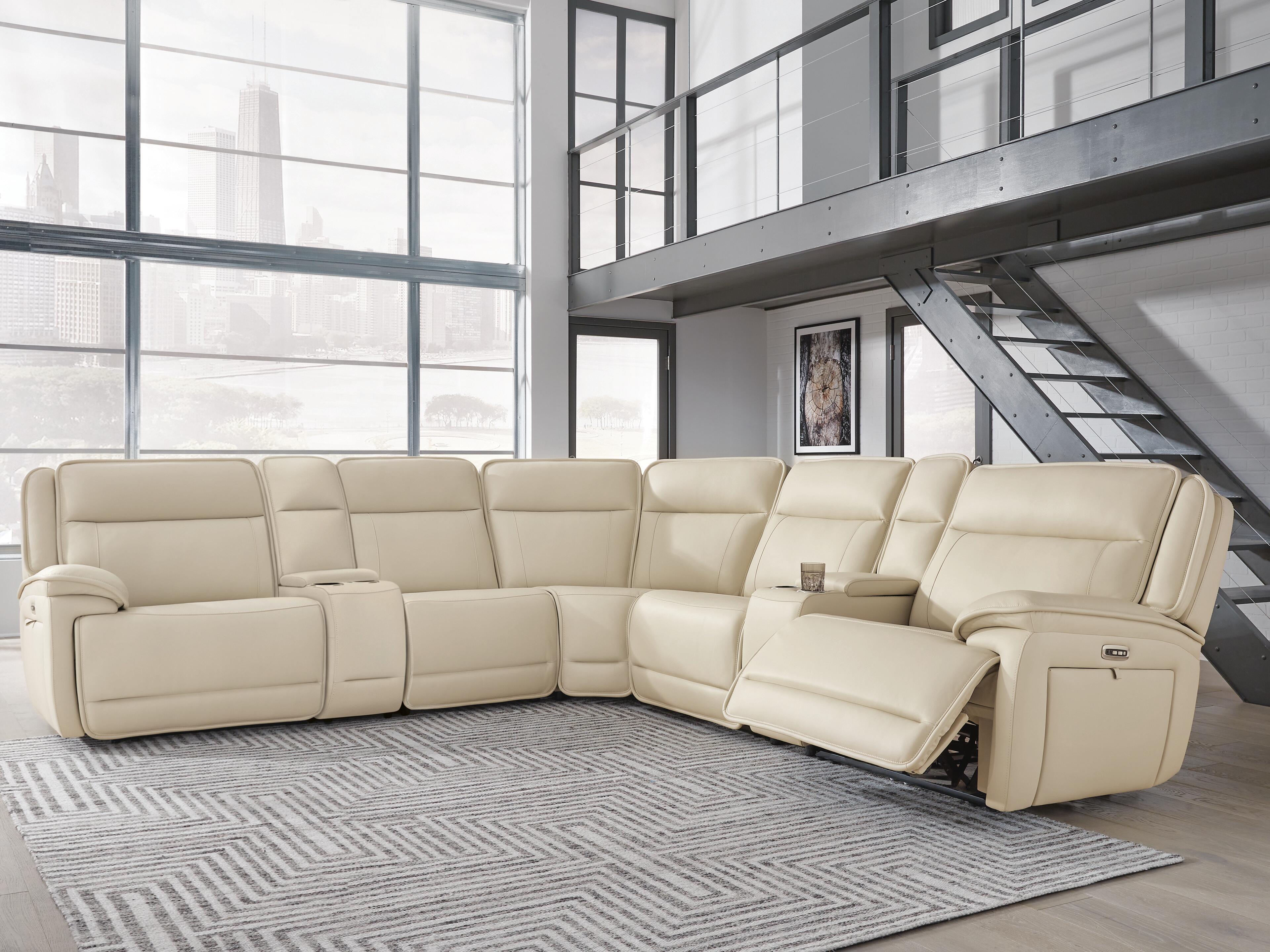 Dar Furniture - Ashley Furniture - Double Deal 7-Piece Reclining Sectional with 2 Consoles - 7-Piece Reclining Sectional with 2 Consoles / Almond - U13001S9