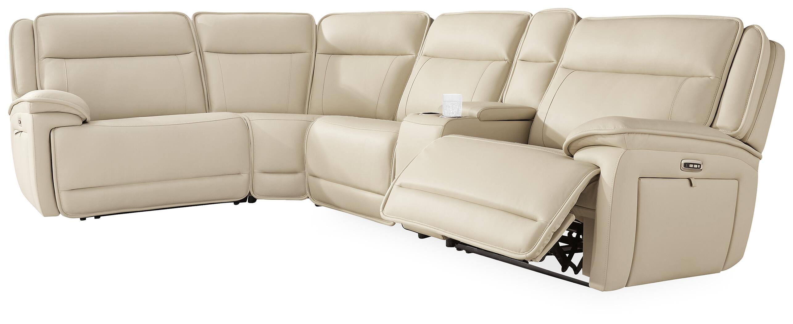 Dar Furniture - Ashley Furniture - Double Deal 5-Piece Reclining Sectional with Console - 5-Piece Reclining Sectional with Console / Almond - U13001S8