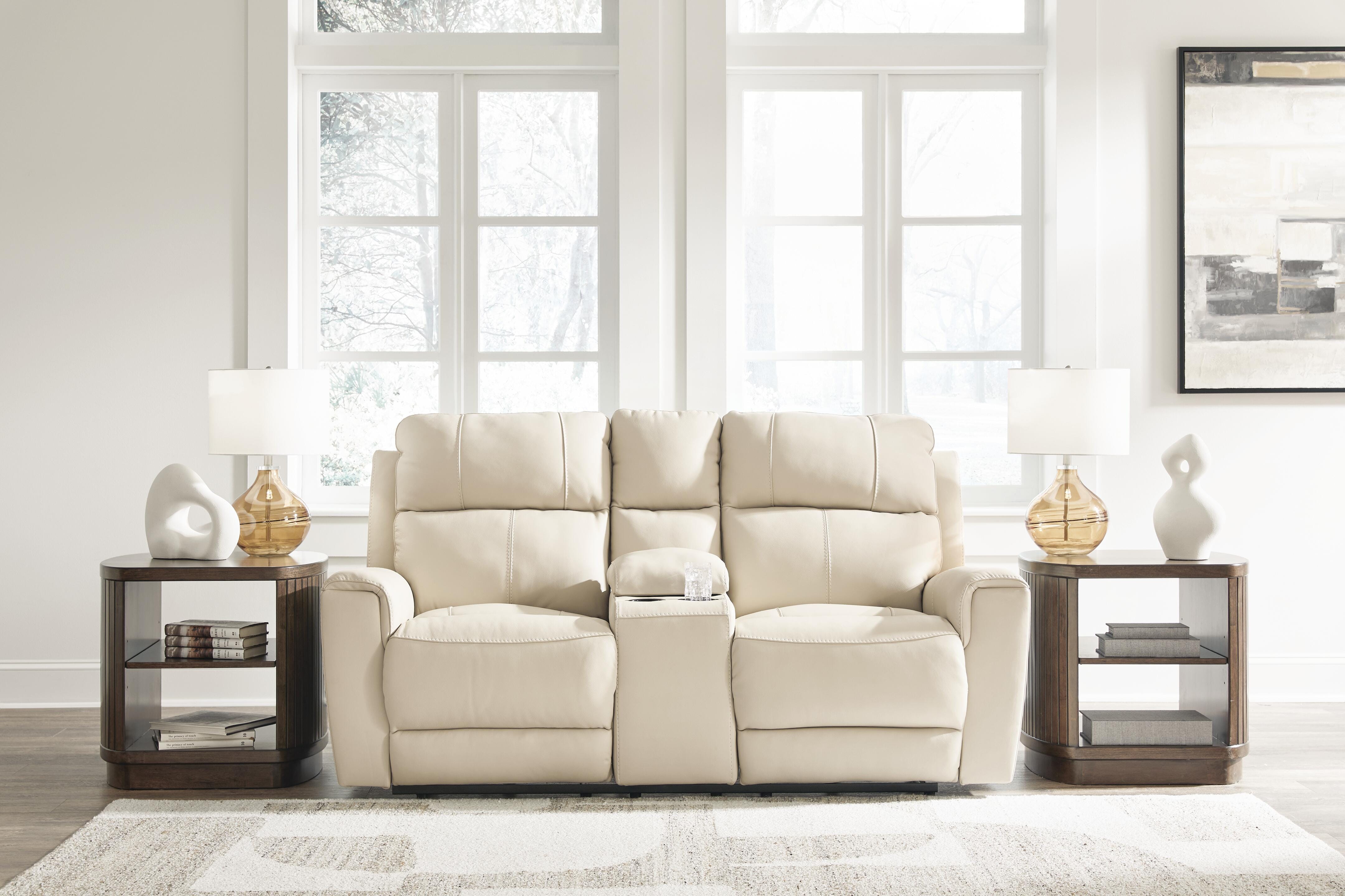 Dar Furniture - Ashley Furniture - Dahlmoore Power Reclining Loveseat with Console - DBL REC PWR Loveseat w/Console / Almond - U1320096