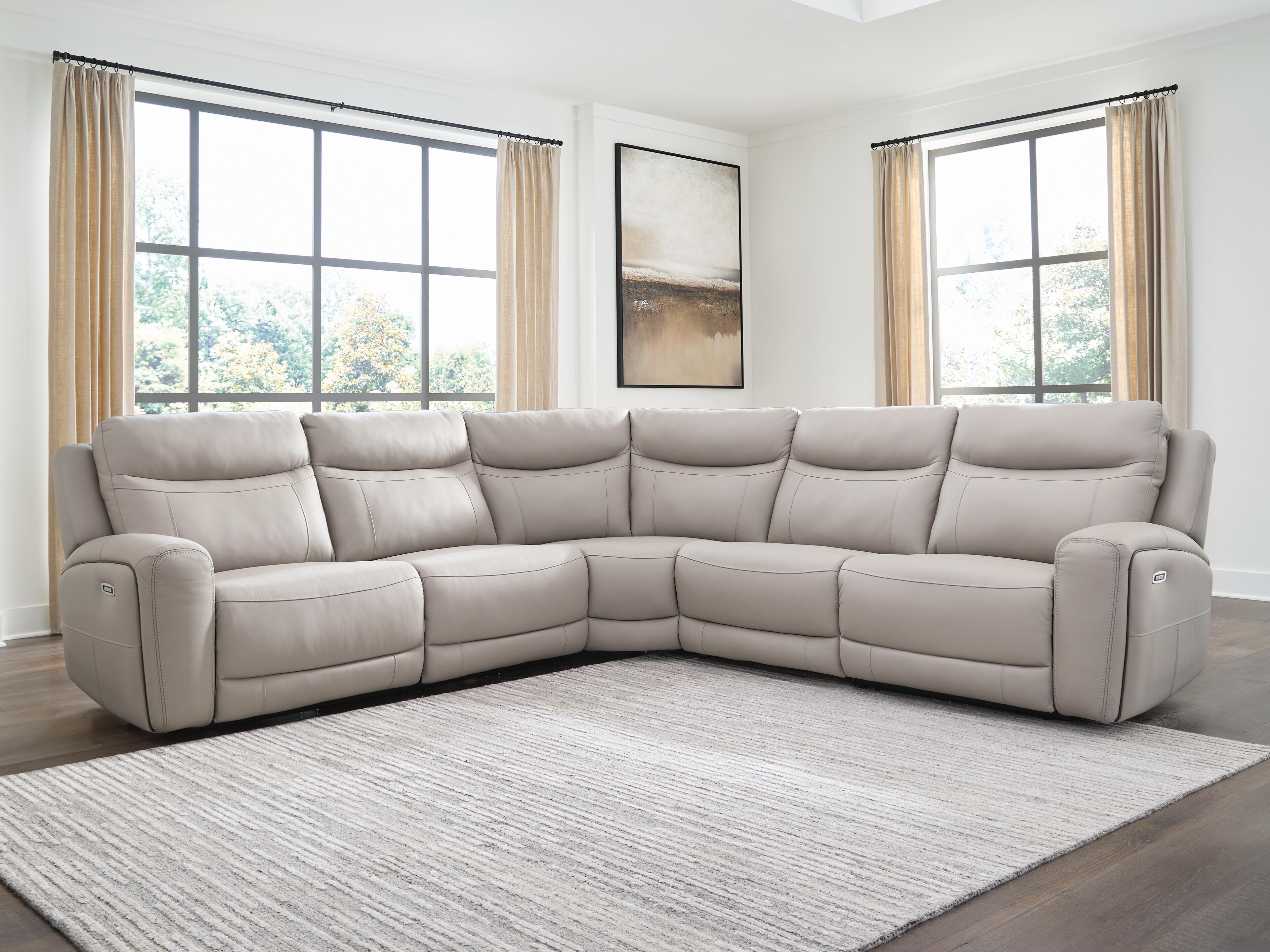 Dar Furniture - Ashley Furniture - Gravier 5-Piece Power Reclining Sectional - 5-Piece Power Reclining Sectional / Gray - U13300S4