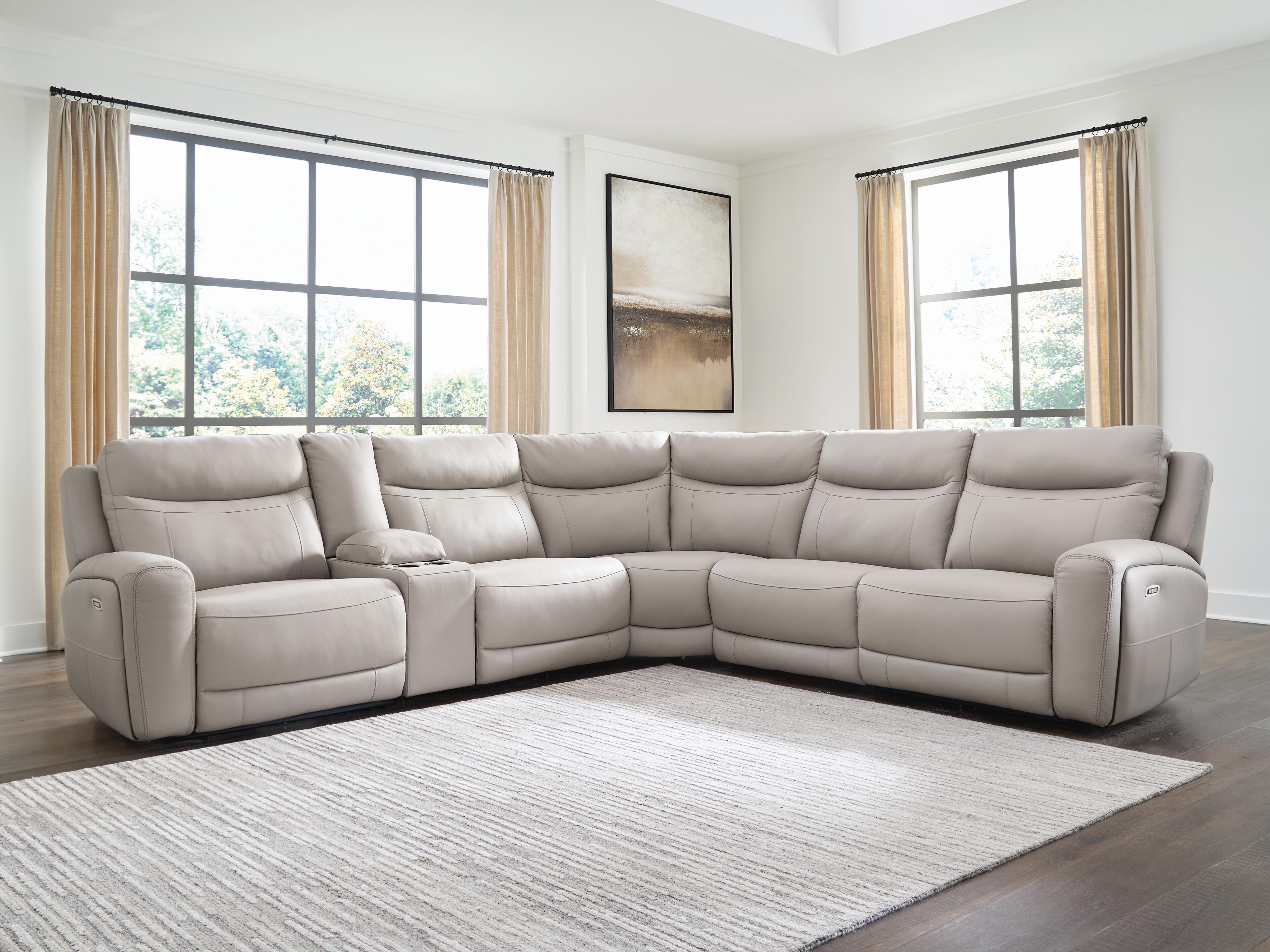 Dar Furniture - Ashley Furniture - Gravier 6-Piece Power Reclining Sectional with Storage Console - 6-Piece Power Reclining Sectional with Storage Console / Gray - U13300S5