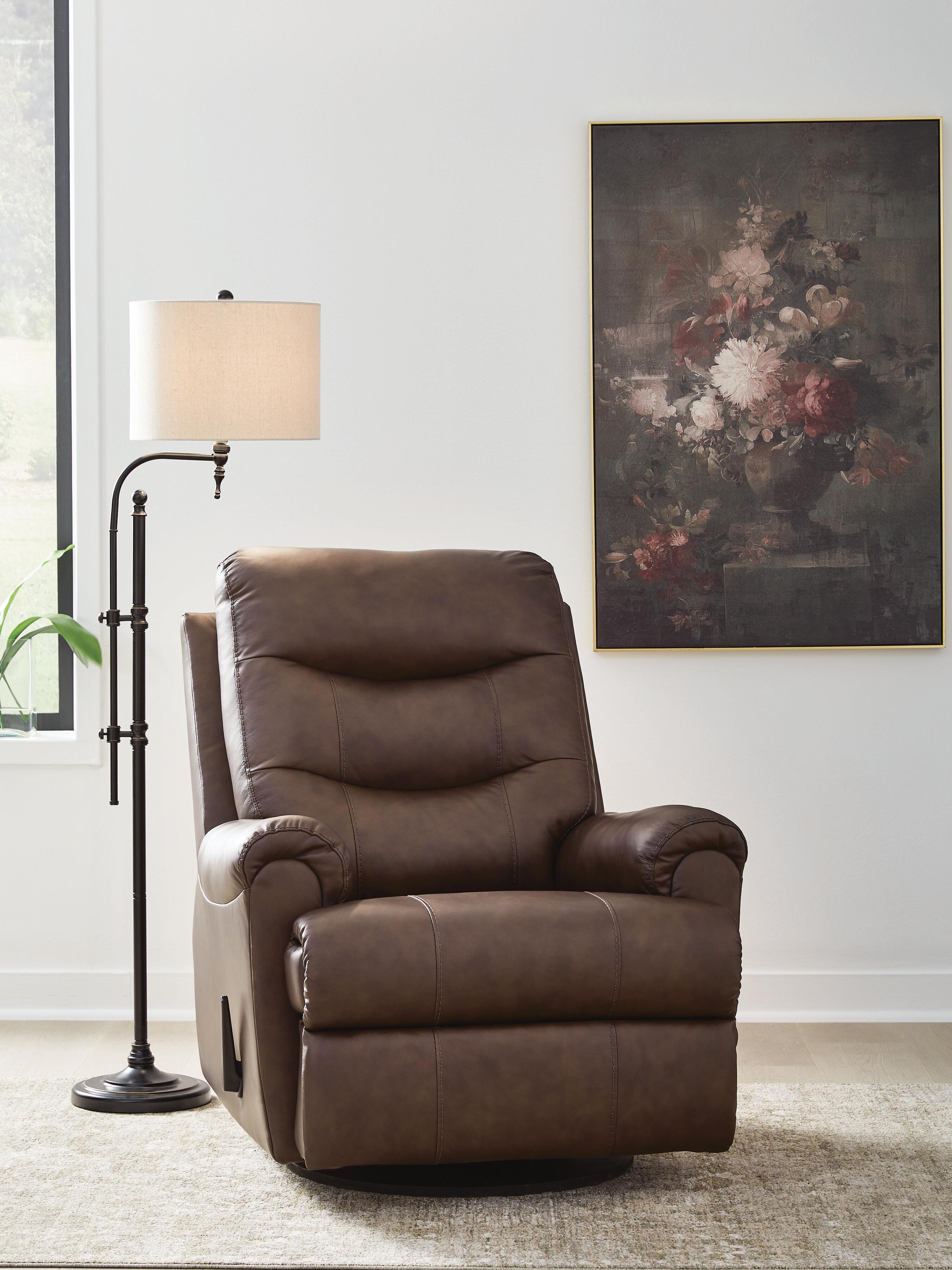 Dar Furniture - Ashley Furniture - Flynwood Swivel Glider Recliner - Swivel Glider Recliner / Espresso - PCU1340061