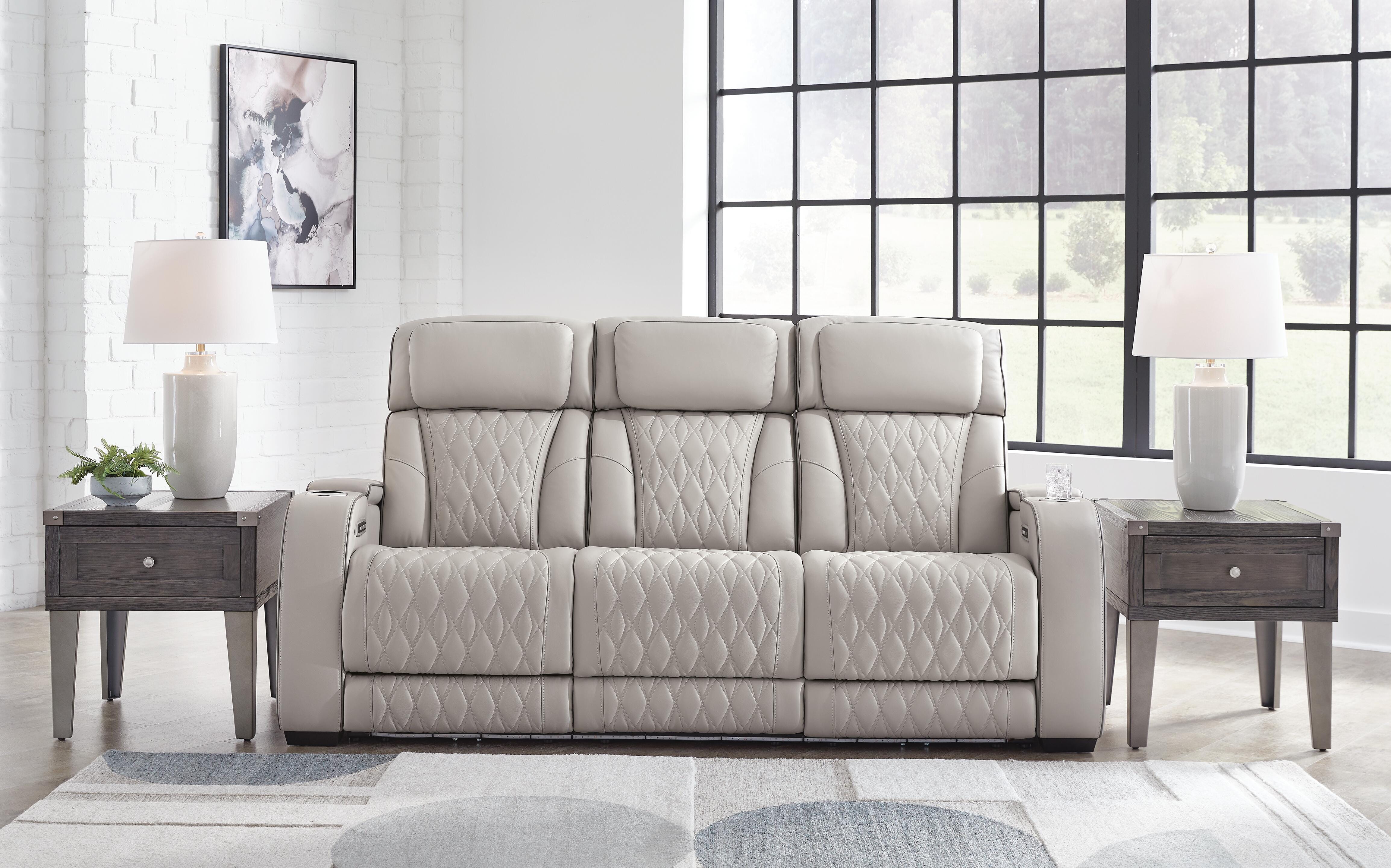 Dar Furniture - Ashley Furniture - Boyington Power Reclining Sofa - PWR REC Sofa with ADJ Headrest / Gray - U2710515