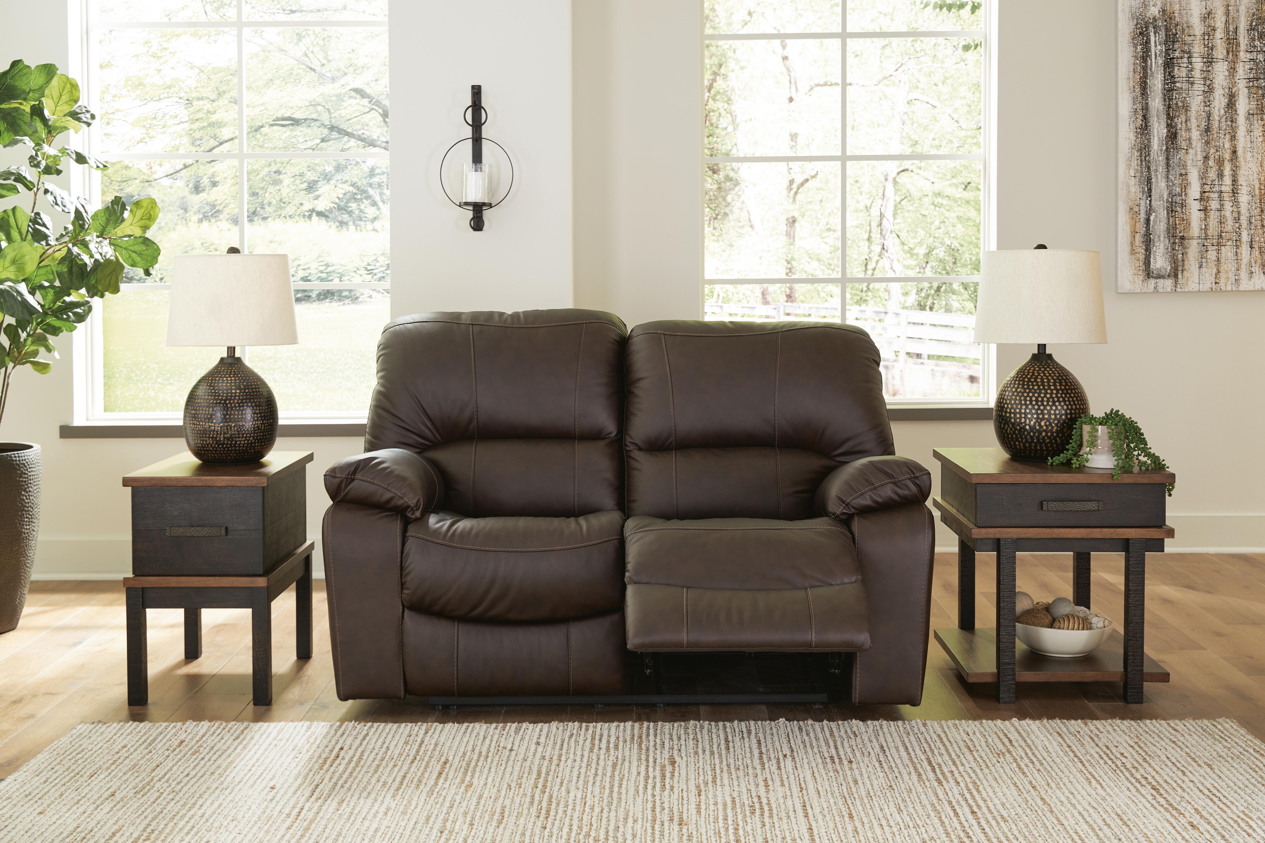 Dar Furniture - Ashley Furniture - Leesworth Power Reclining Loveseat - Reclining Power Loveseat / Dark Brown - U4380874