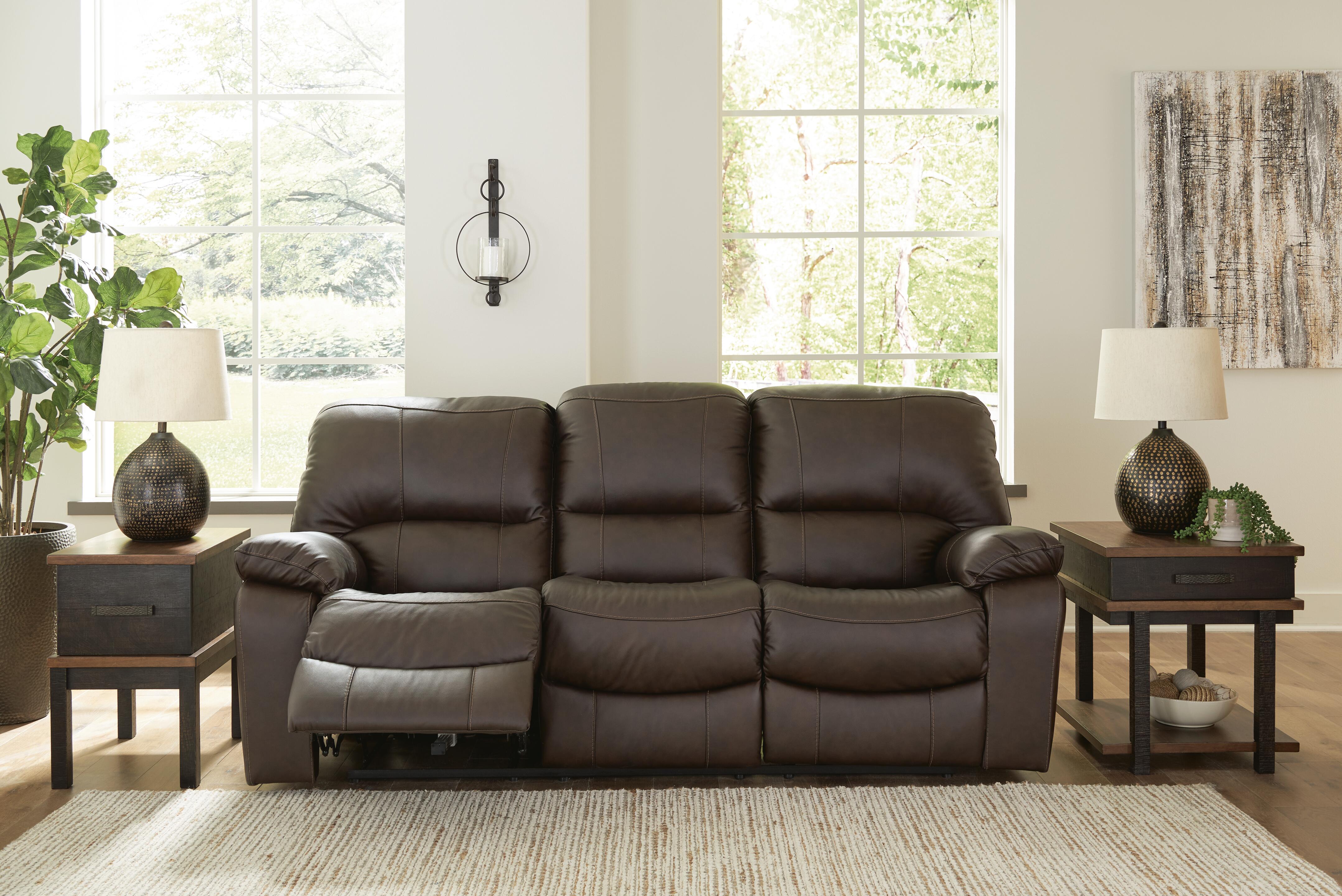 Dar Furniture - Ashley Furniture - Leesworth Power Reclining Sofa - Reclining Power Sofa / Dark Brown - U4380887