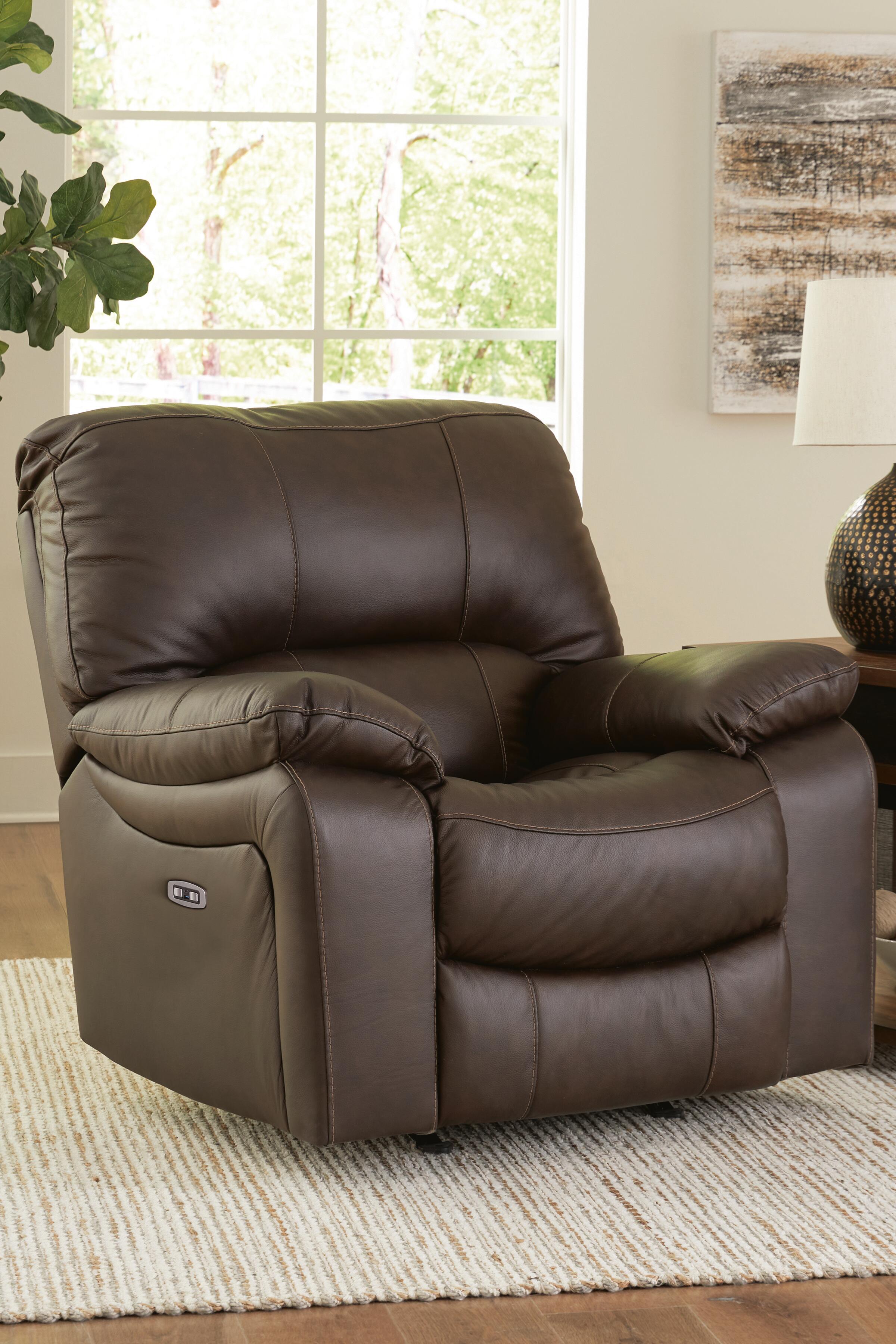 Dar Furniture - Ashley Furniture - Leesworth Power Recliner - Power Rocker Recliner / Dark Brown - U4380898