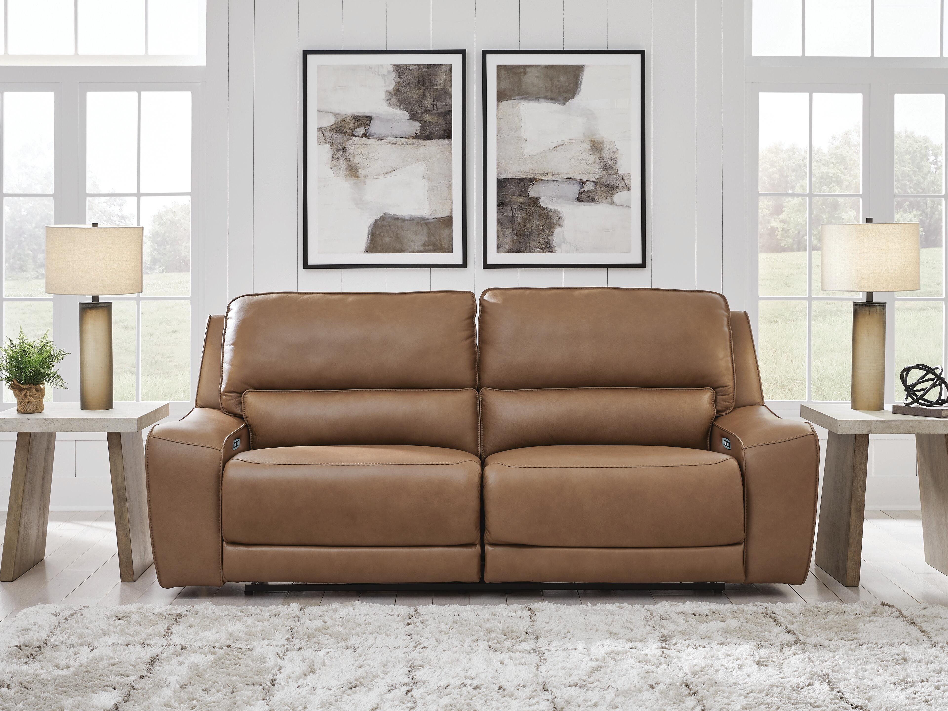 Dar Furniture - Ashley Furniture - DeepWakes Power Reclining Sofa - 2 Seat PWR REC Sofa ADJ HDREST / Caramel - PCU6260647