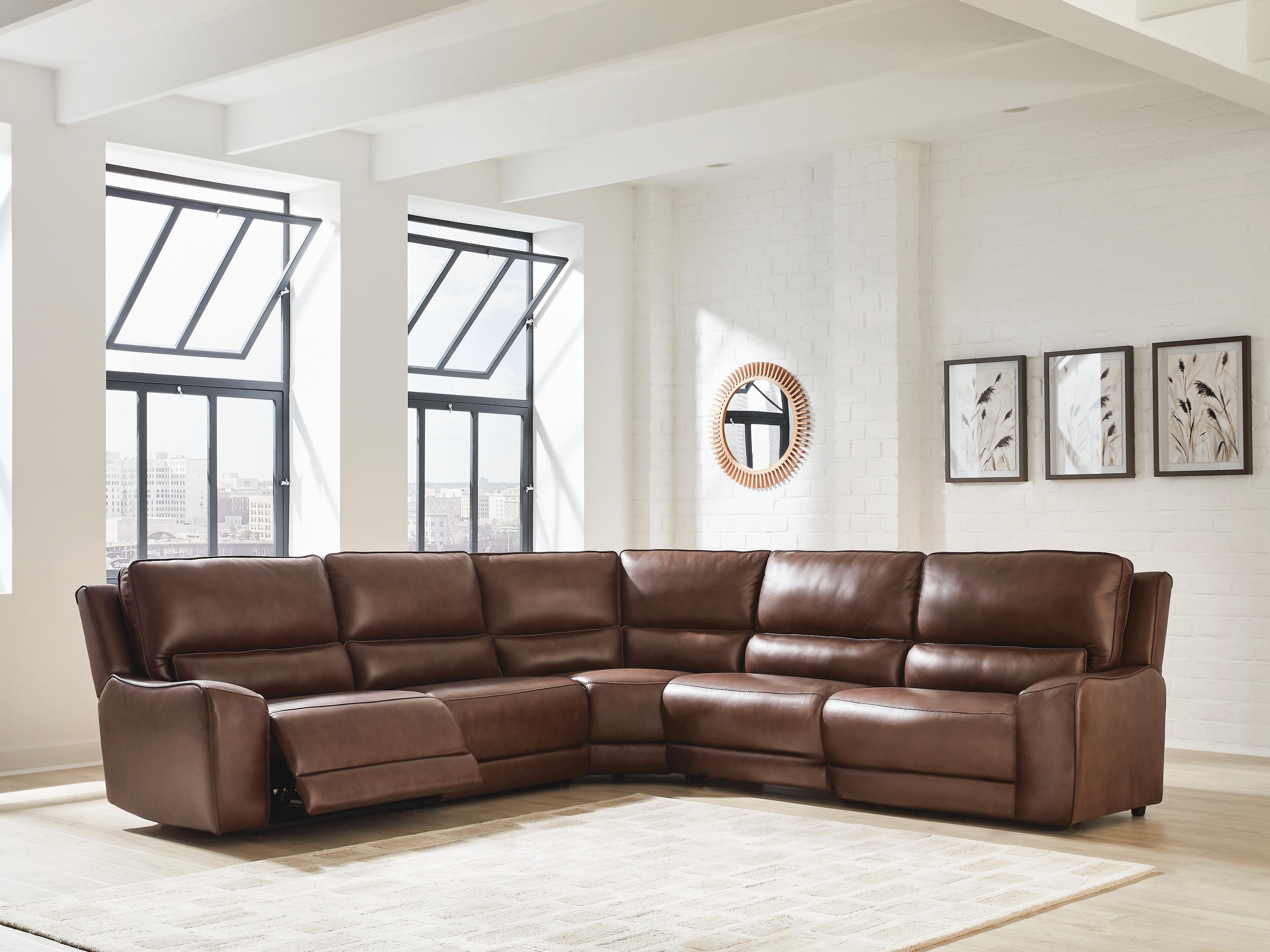 Dar Furniture - Ashley Furniture - DeepWakes 5-Piece Power Reclining Sectional - 5-Piece Power Reclining Sectional / Canyon - PCU62607S8