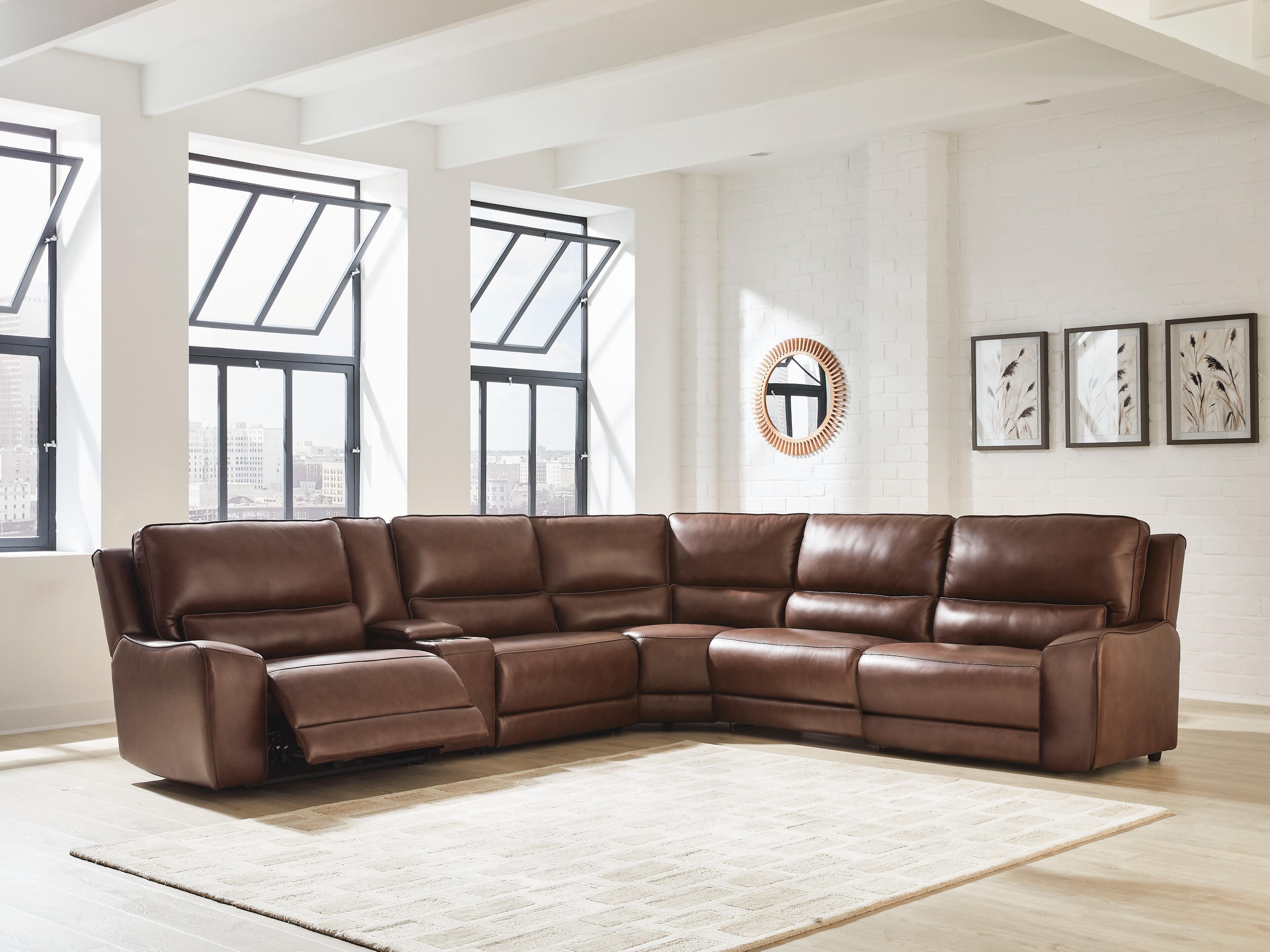 Dar Furniture - Ashley Furniture - DeepWakes 6-Piece Reclining Sectional with Storage Console - 6-Piece Reclining Sectional with Storage Console / Canyon - PCU62607S36