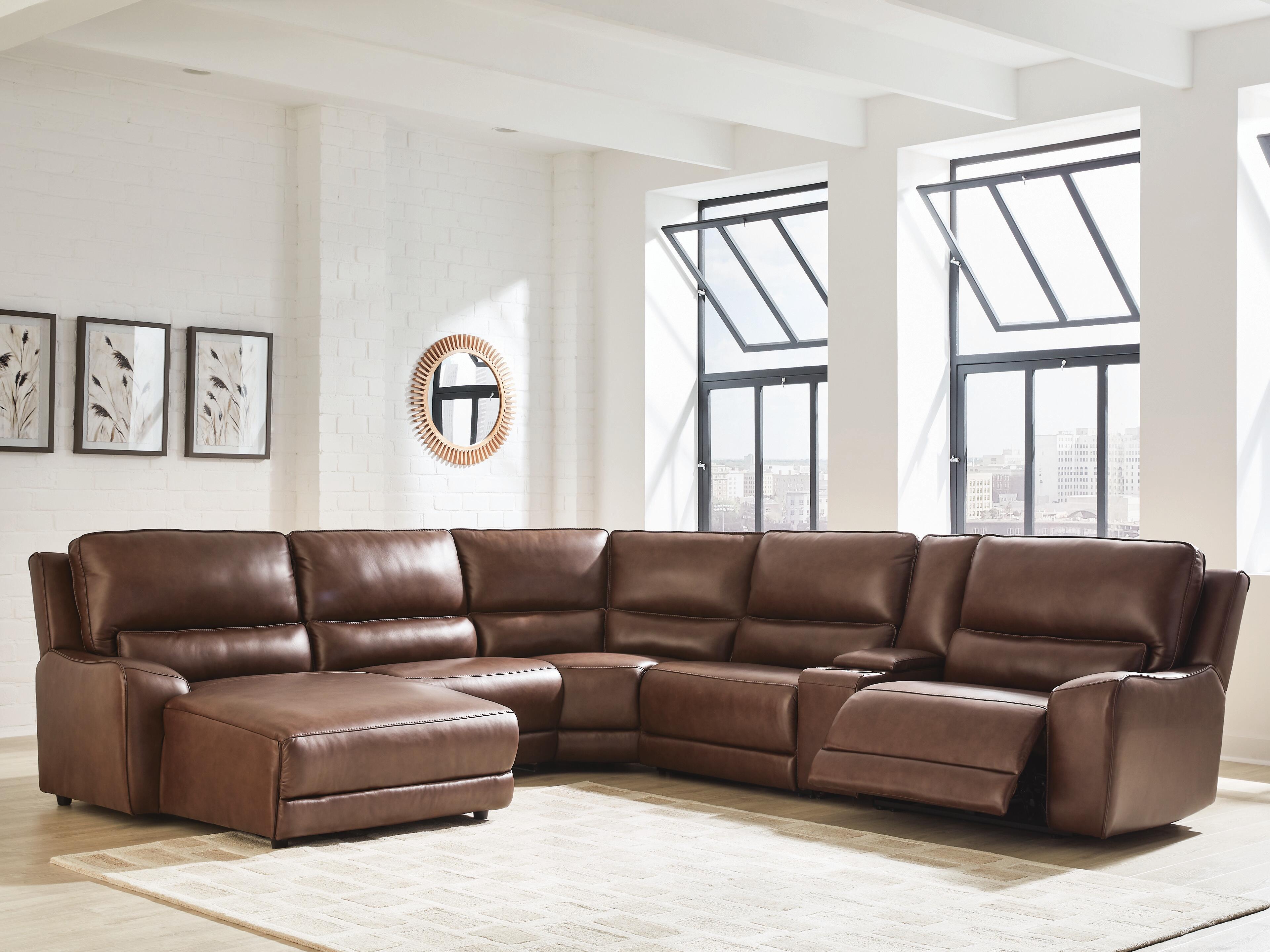 Dar Furniture - Ashley Furniture - DeepWakes 6-Piece Power Reclining Sectional with Chaise - 6-Piece Power Reclining Sectional with Chaise / Canyon - PCU62607S19