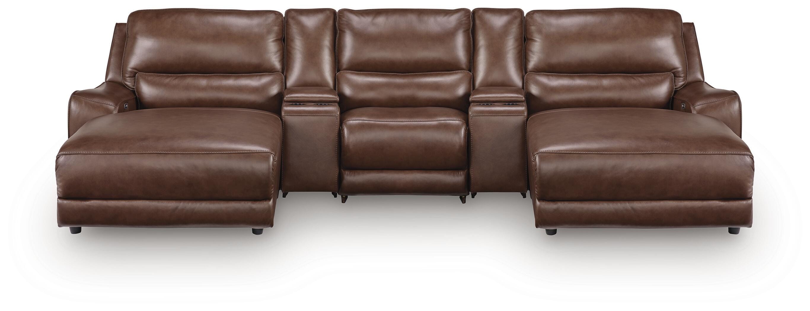 Dar Furniture - Ashley Furniture - DeepWakes 5-Piece Reclining Sectional with Double Chaise and Storage Consoles - 5-Piece Reclining Sectional with Double Chaise and Storage Consoles - PCU62607S41