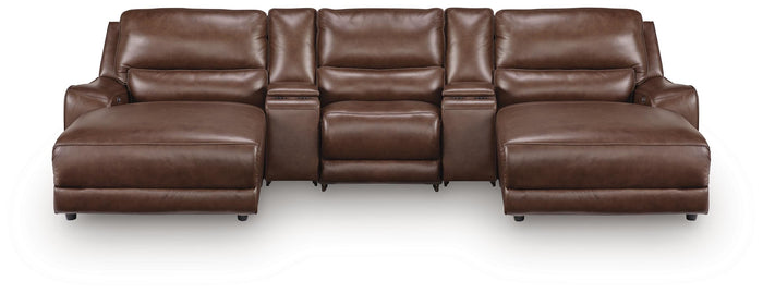 DeepWakes 5-Piece Reclining Sectional with Double Chaise and Storage Consoles
