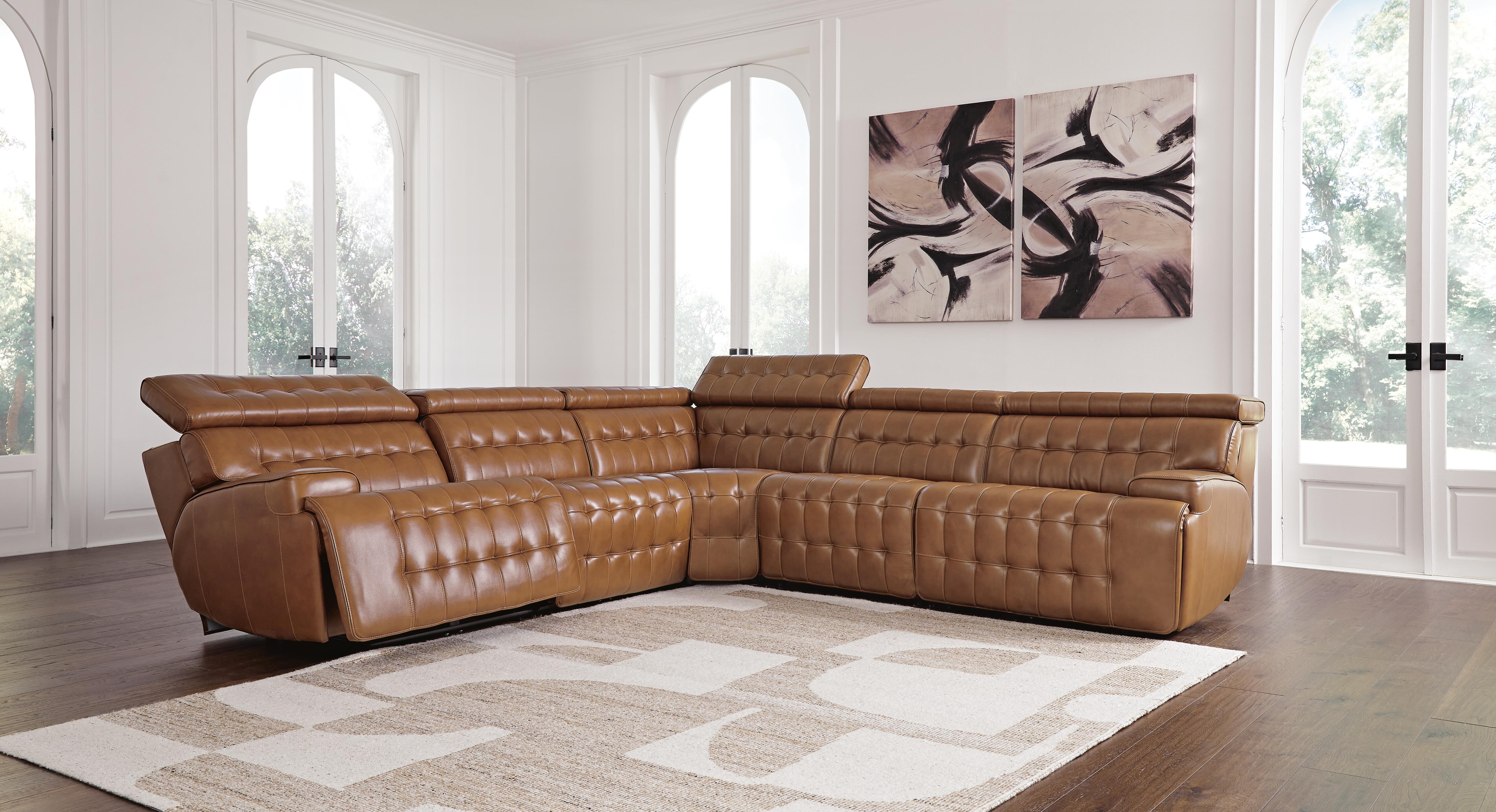 Dar Furniture - Ashley Furniture - Temmpton 5-Piece Power Reclining Sectional - 5-Piece Power Reclining Sectional / Chocolate - U92708S4