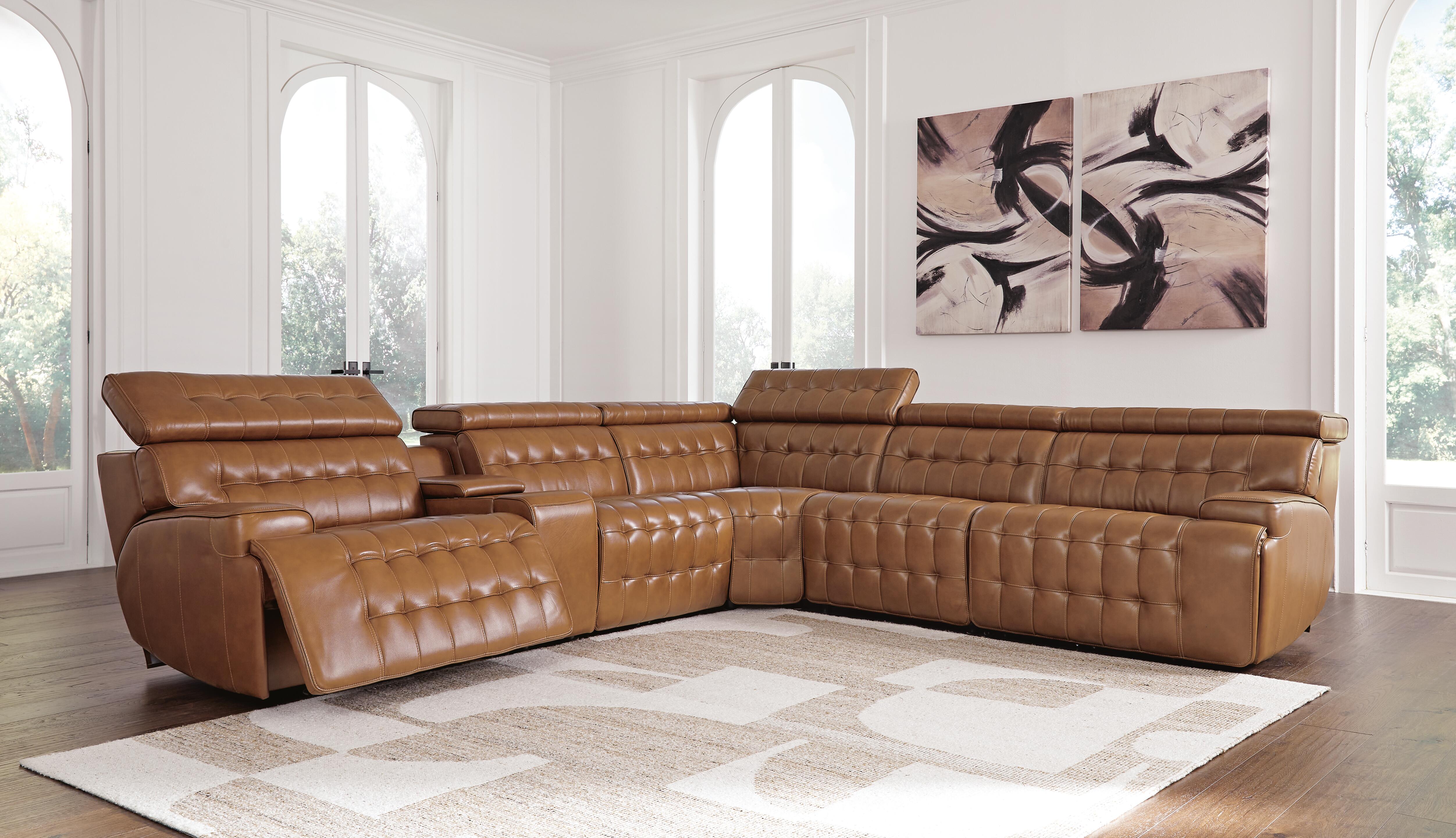 Dar Furniture - Ashley Furniture - Temmpton 6-Piece Power Reclining Sectional - 6-Piece Power Reclining Sectional / Chocolate - U92708S5