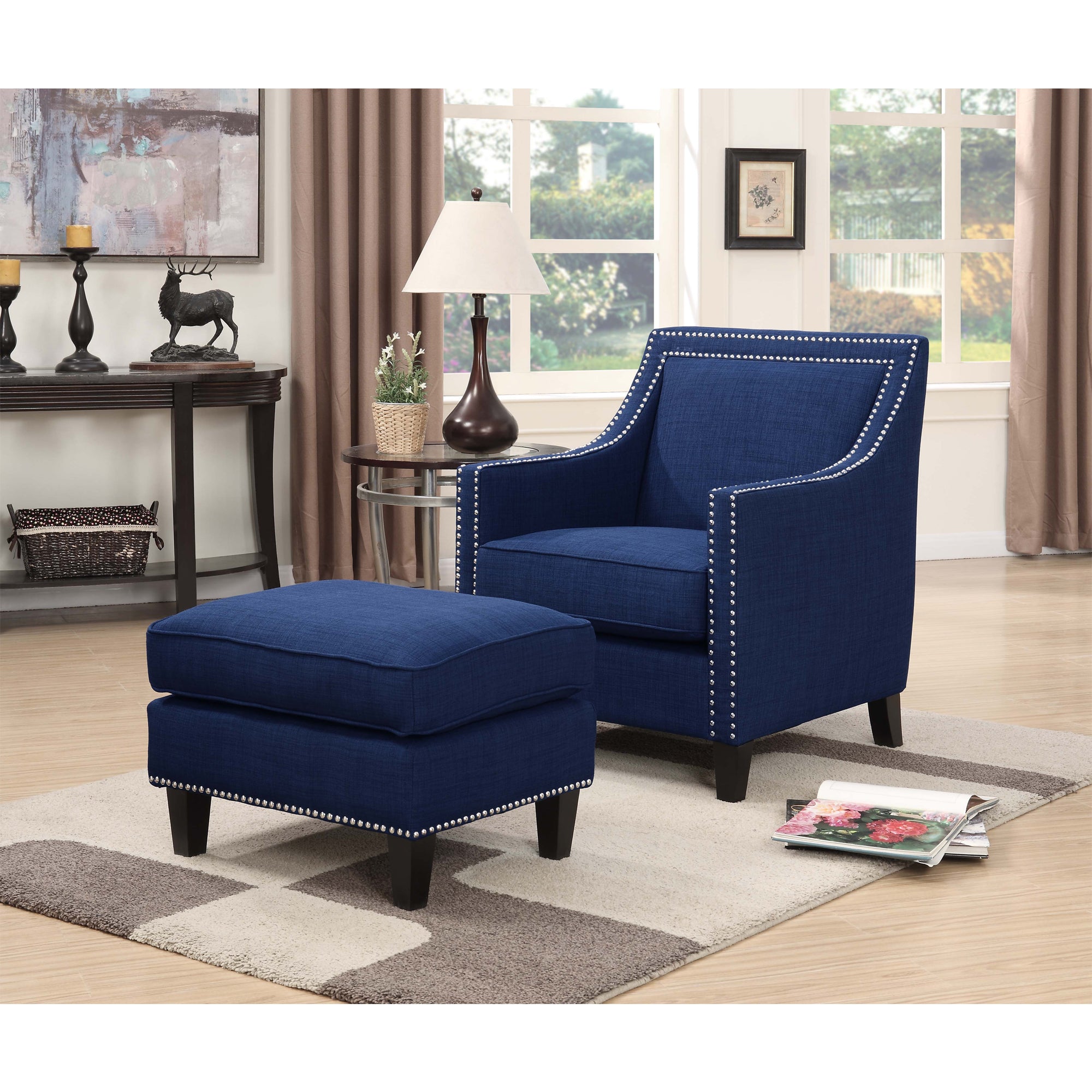Erica 497 Ottoman W/Chrome Nail Heirloom Blue (ISTA 3) – SKU UER080000CA | Elements