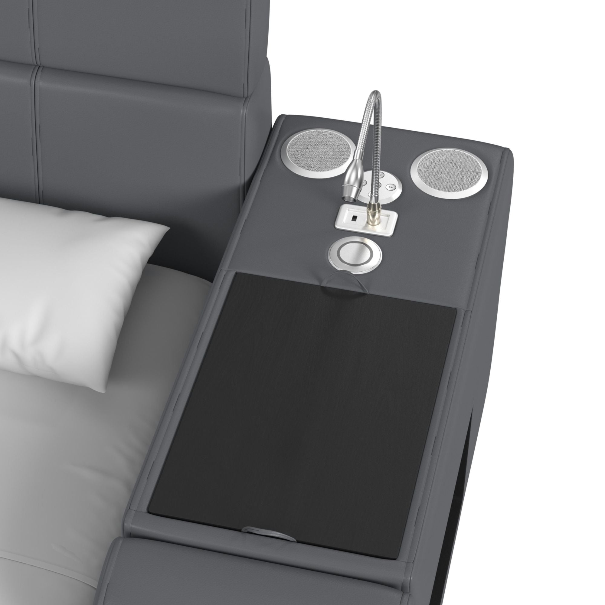 Valari Twin Transformer Bed with Electronic Features in Grey PU