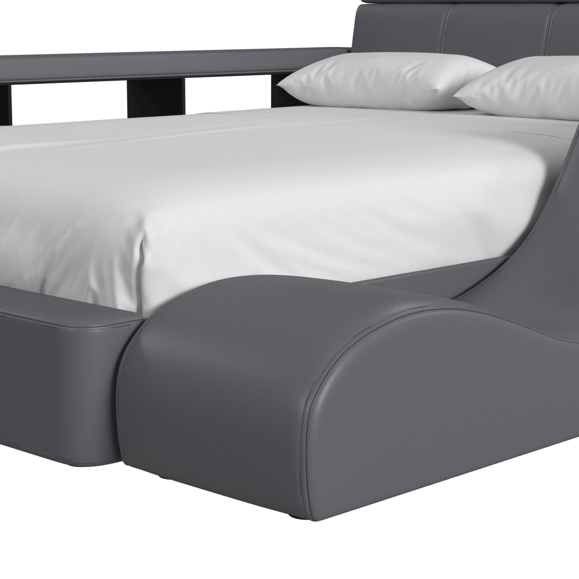 Valari Twin Transformer Bed with Electronic Features in Grey PU