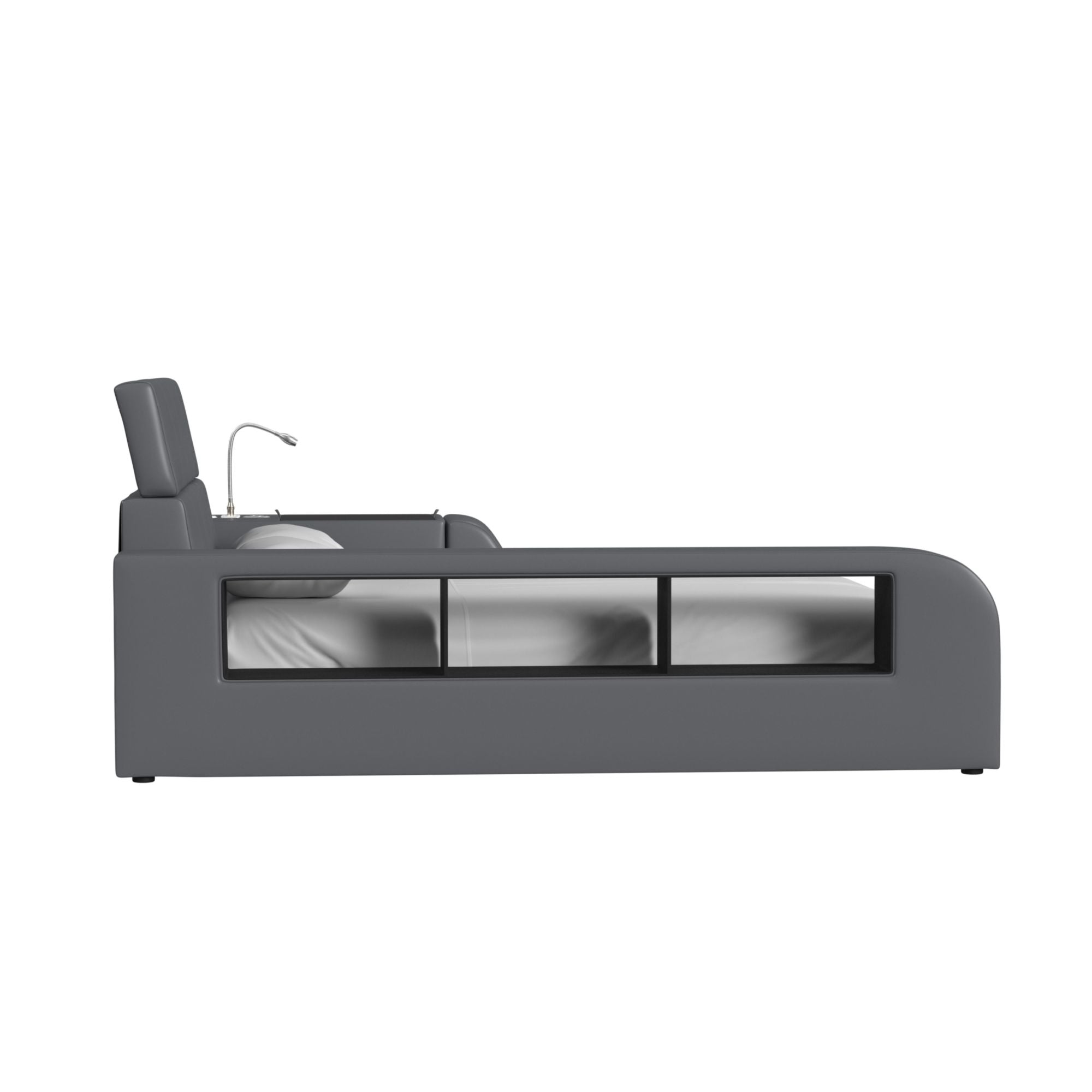 Valari Twin Transformer Bed with Electronic Features in Grey PU