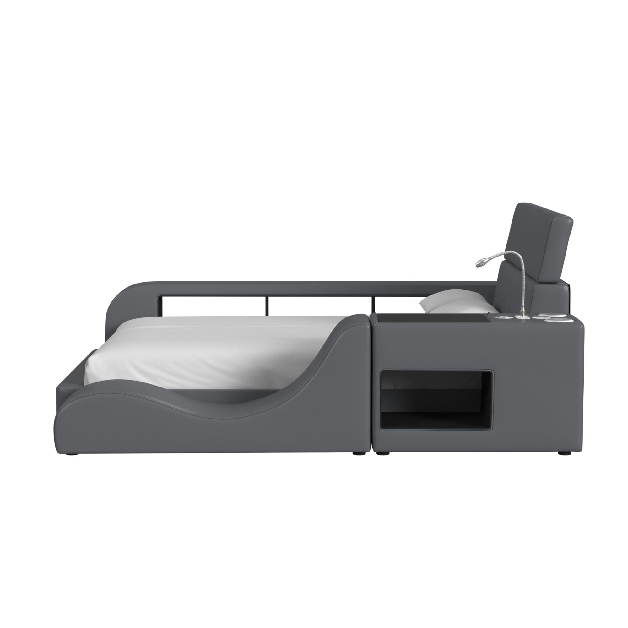 Valari Nightstand with Electronic Features in Grey PU