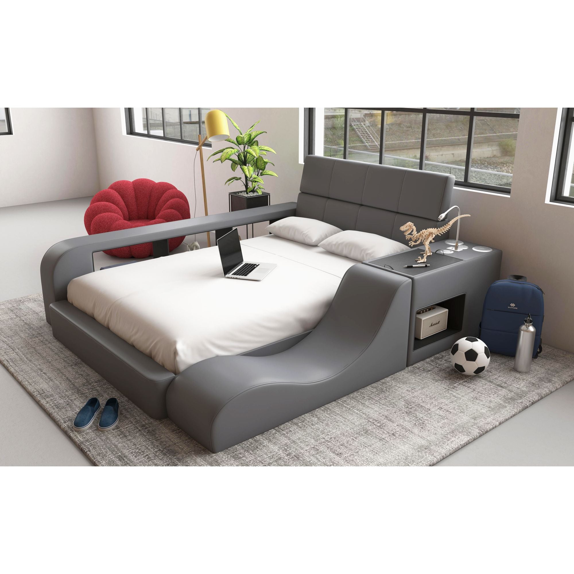 Valari Lounge Chair in Grey PU – SKU UB-12820-3-LC | Elements