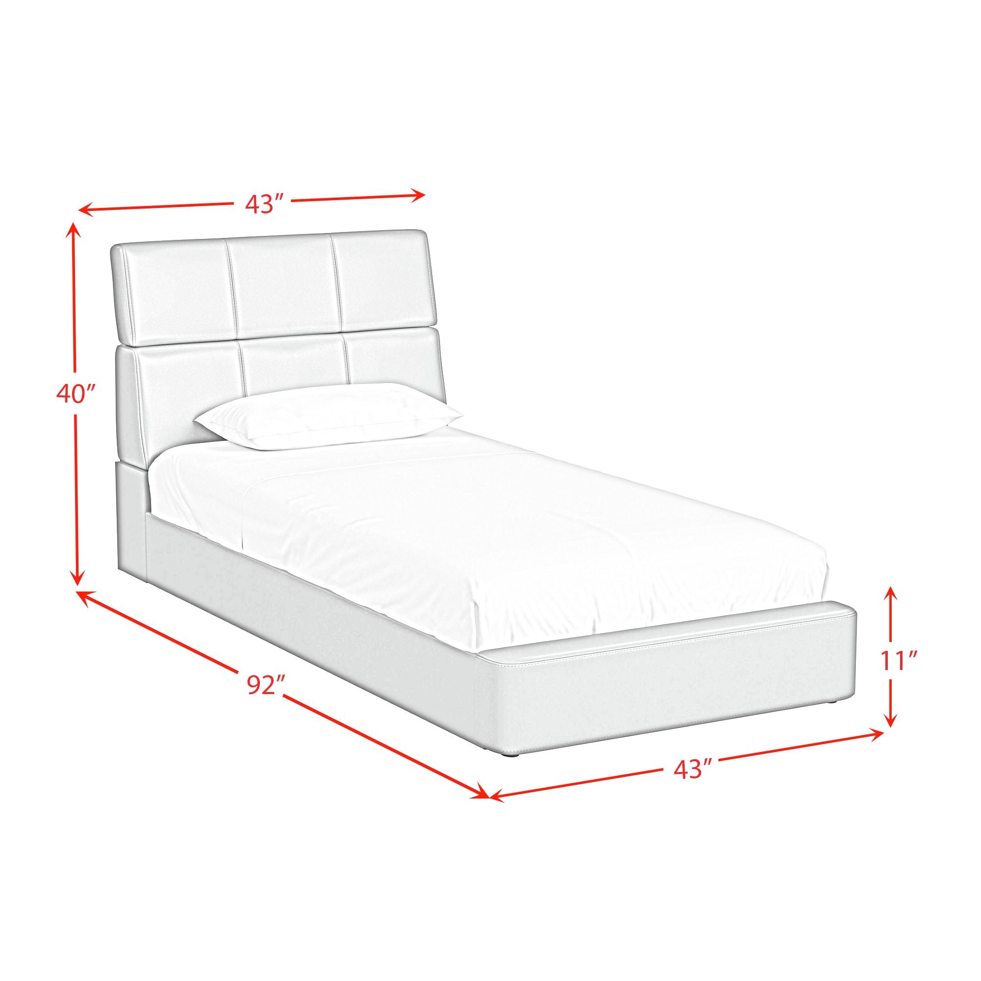 Valari Twin Bed in Grey PU