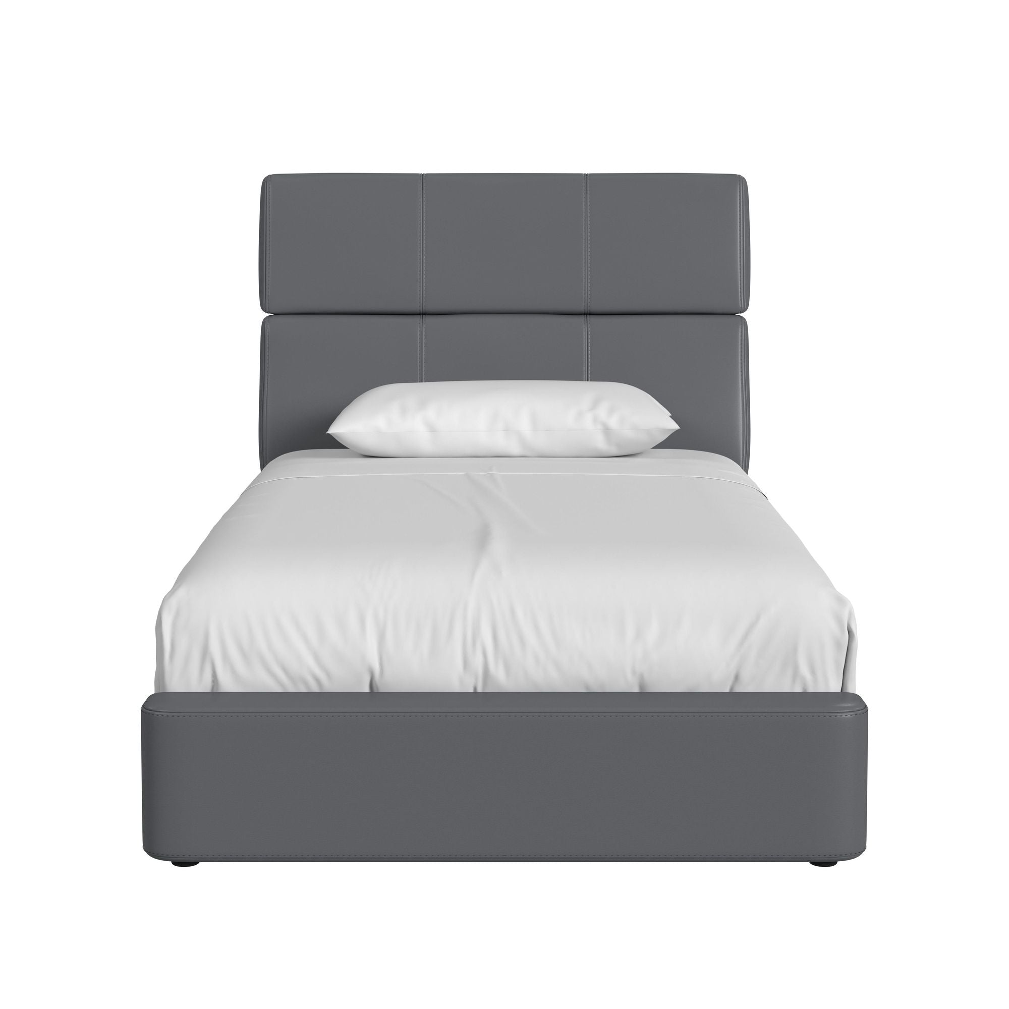 Valari Twin Bed in Grey PU