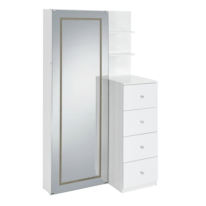 Vancouver Floor Mirror With Storage in White