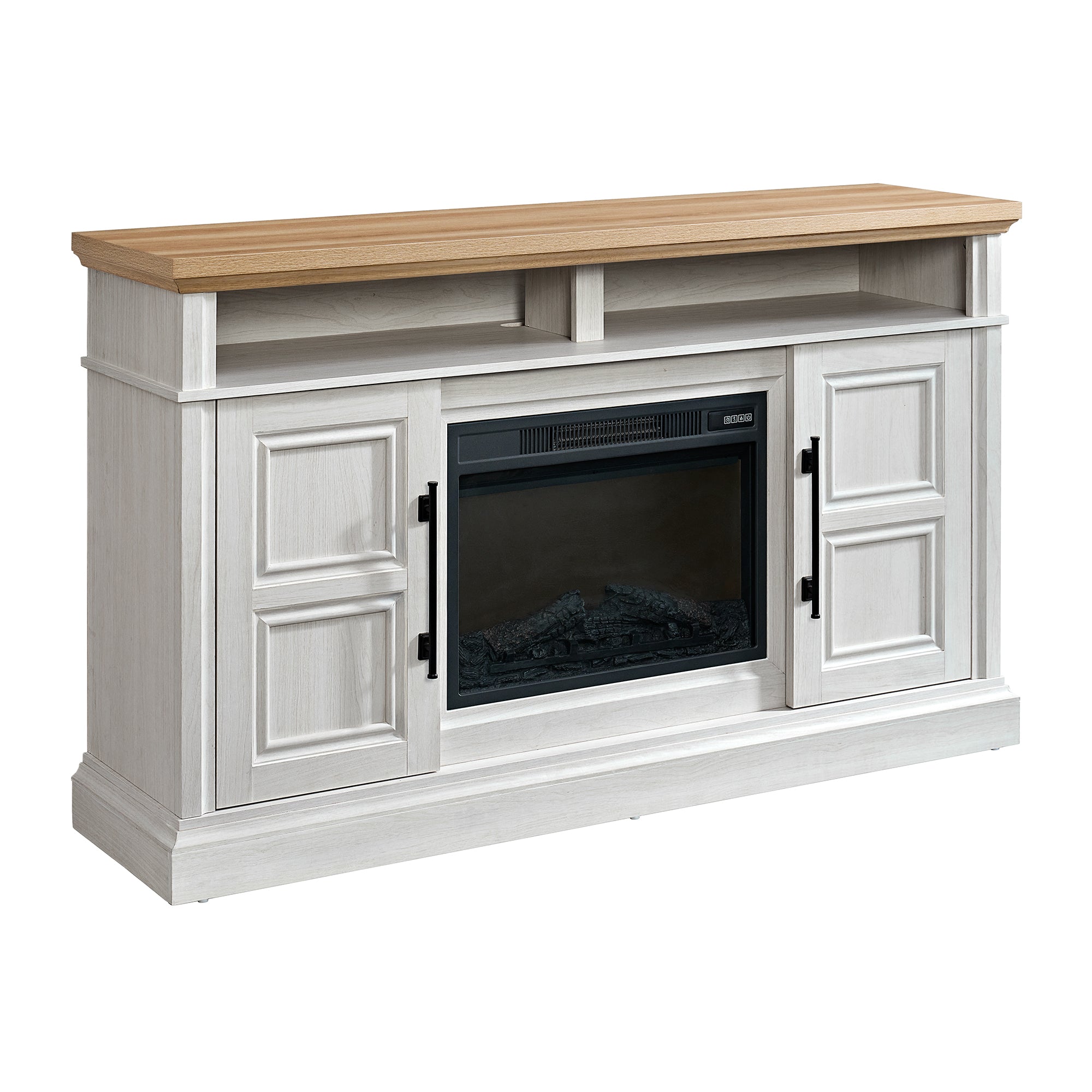 Villa Console with 23" Fireplace Insert in White & Natural