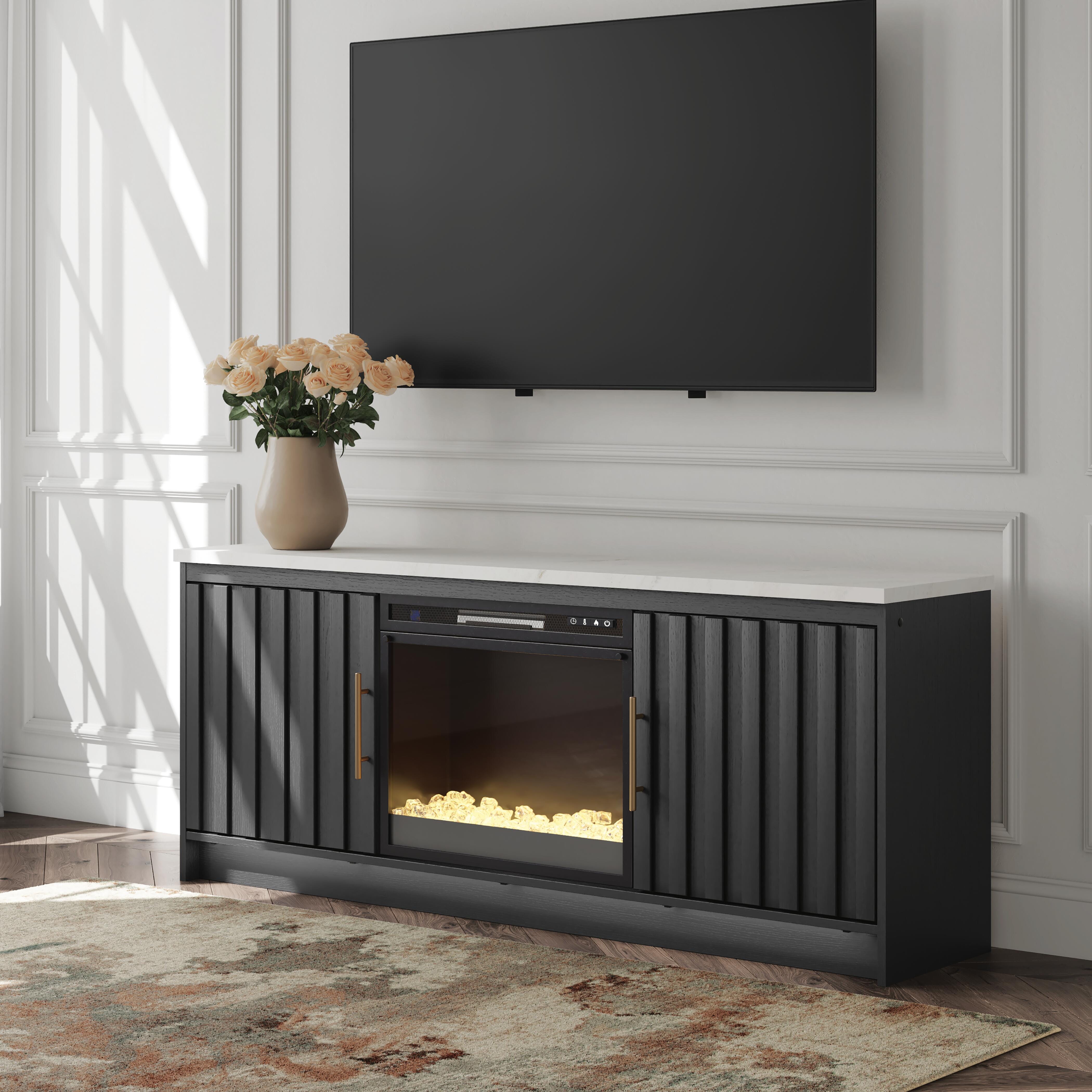 Dar Furniture - Ashley Furniture - Cadmori 63" TV Stand with Electric Fireplace - 63" TV Stand with Electric Fireplace / Black/White - W2616W1