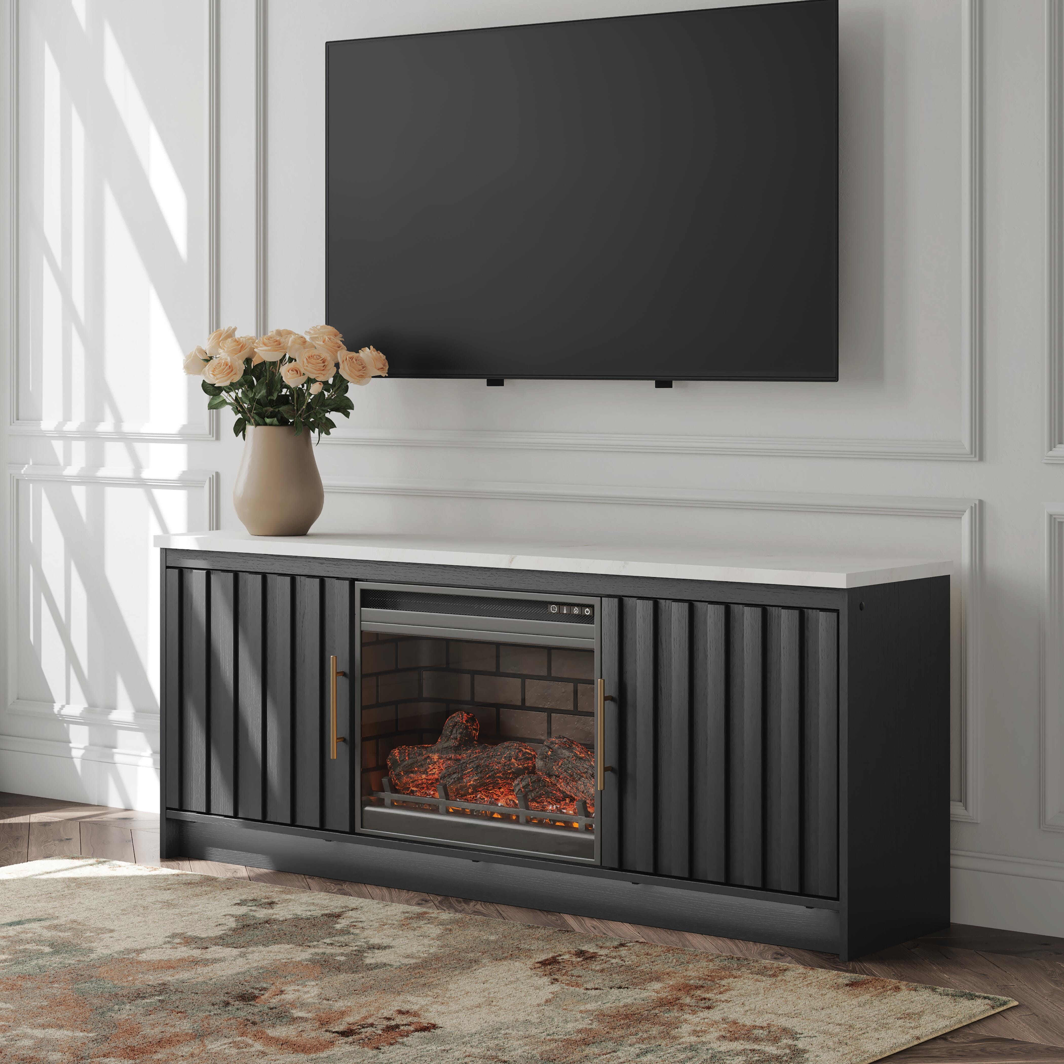 Dar Furniture - Ashley Furniture - Cadmori 63" TV Stand with Electric Fireplace - 63" TV Stand with Electric Fireplace / Black/White - W2616W2