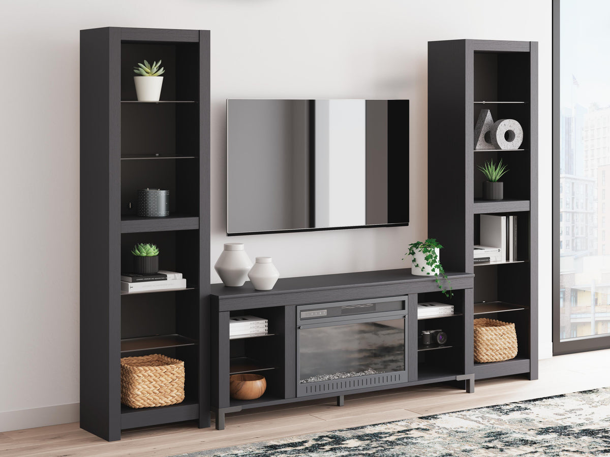 Dar Furniture - Ashley Furniture - Cayberry 3-Piece Entertainment Center with Electric Fireplace - 3-Piece Entertainment Center with Electric Fireplace / Black - W2721W2