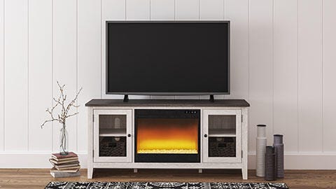 Dar Furniture - Ashley Furniture - Dorrinson 60" TV Stand with Electric Fireplace - 60" TV Stand with Electric Fireplace / Two-tone - W287W2