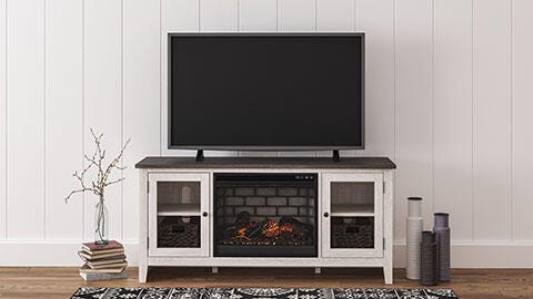 Dar Furniture - Ashley Furniture - Dorrinson 60" TV Stand with Electric Fireplace - 60" TV Stand with Electric Fireplace / Two-tone - W287W3